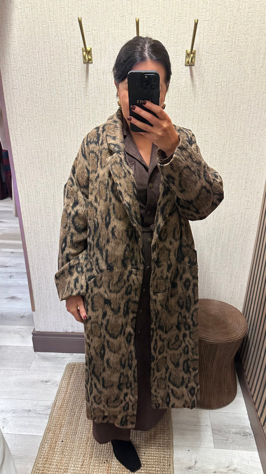 Luxe Leopard Longline Coat