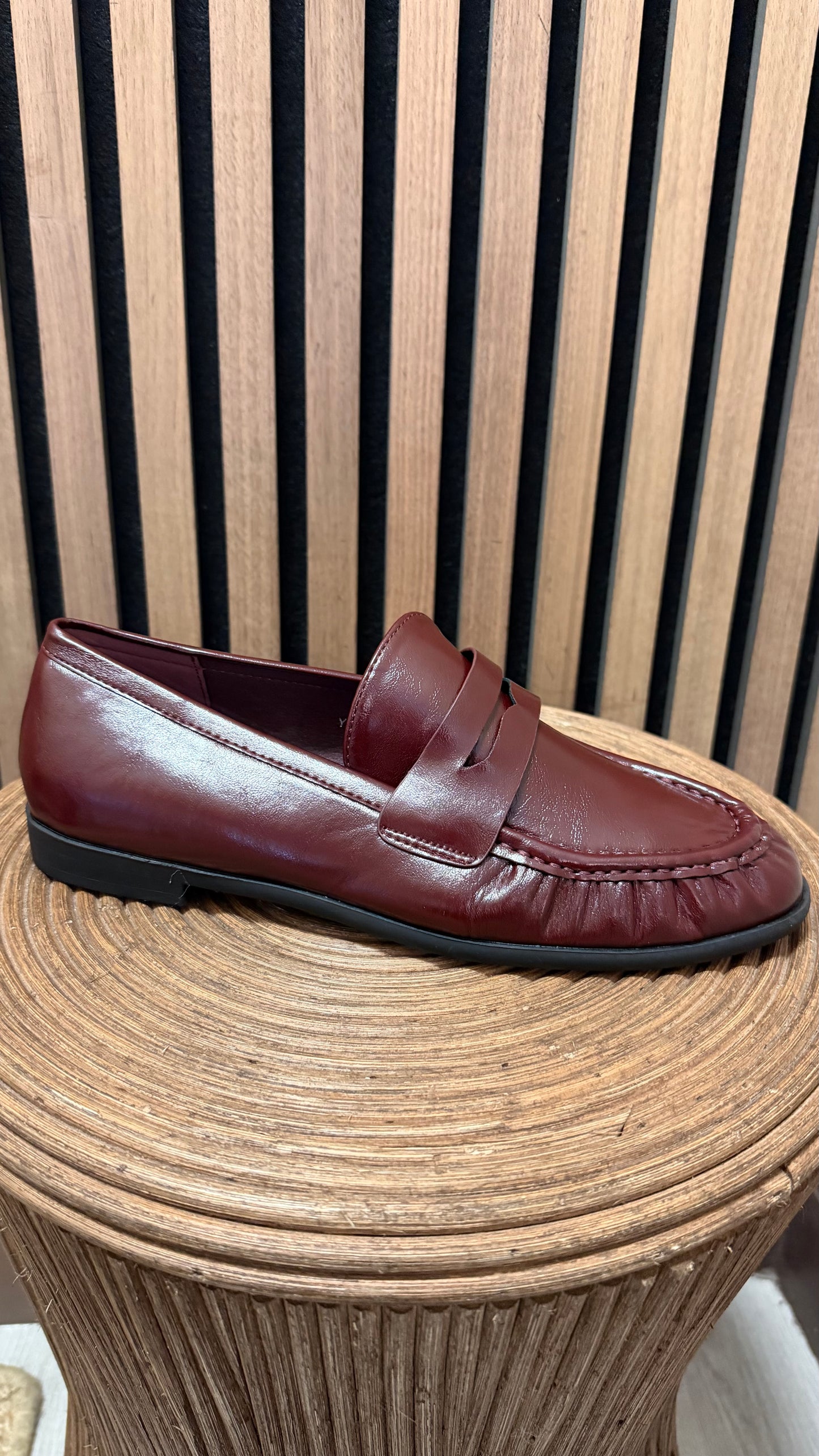 Wine Faux Leather Loafers