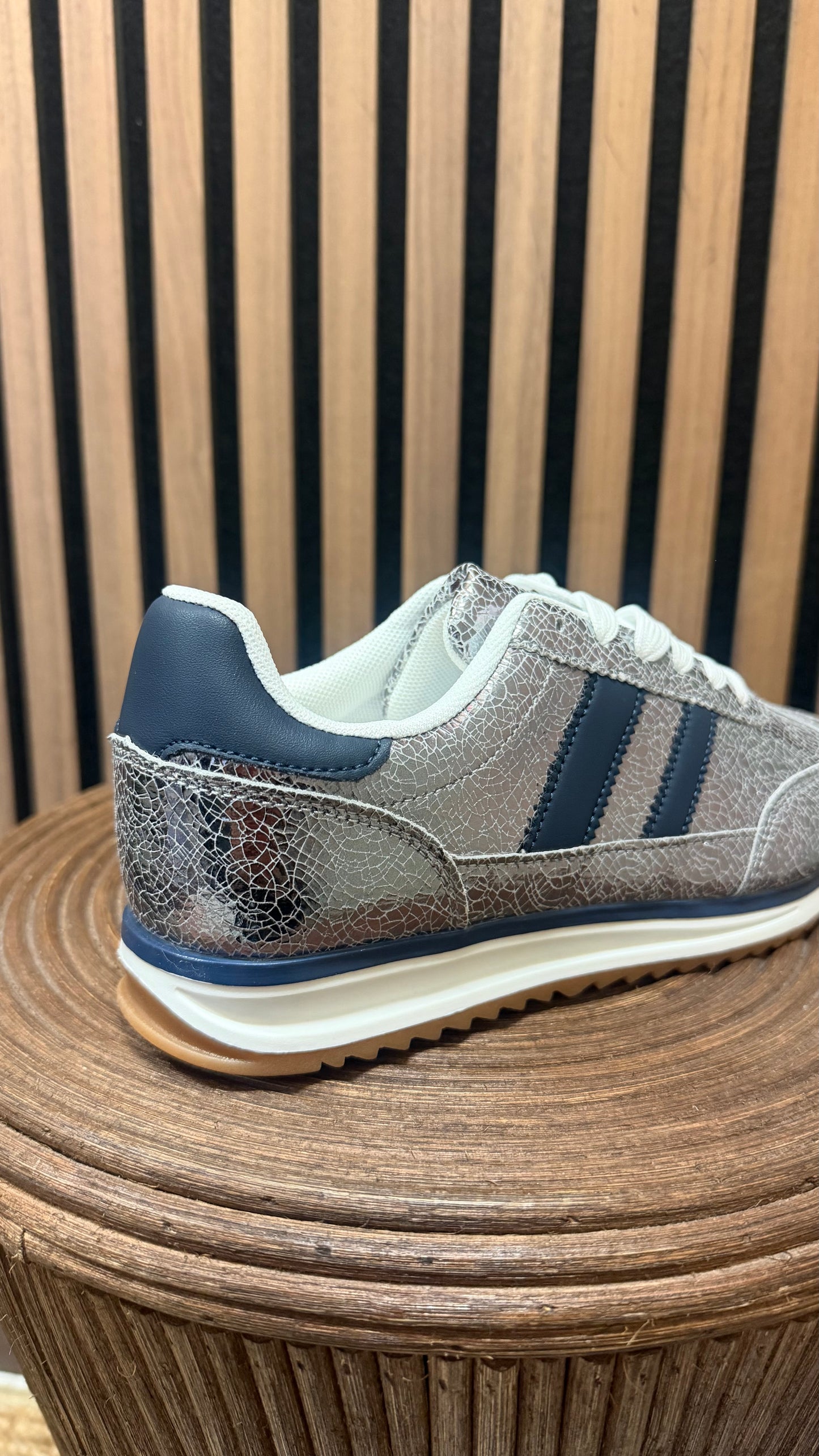 Silver & Navy Trainers