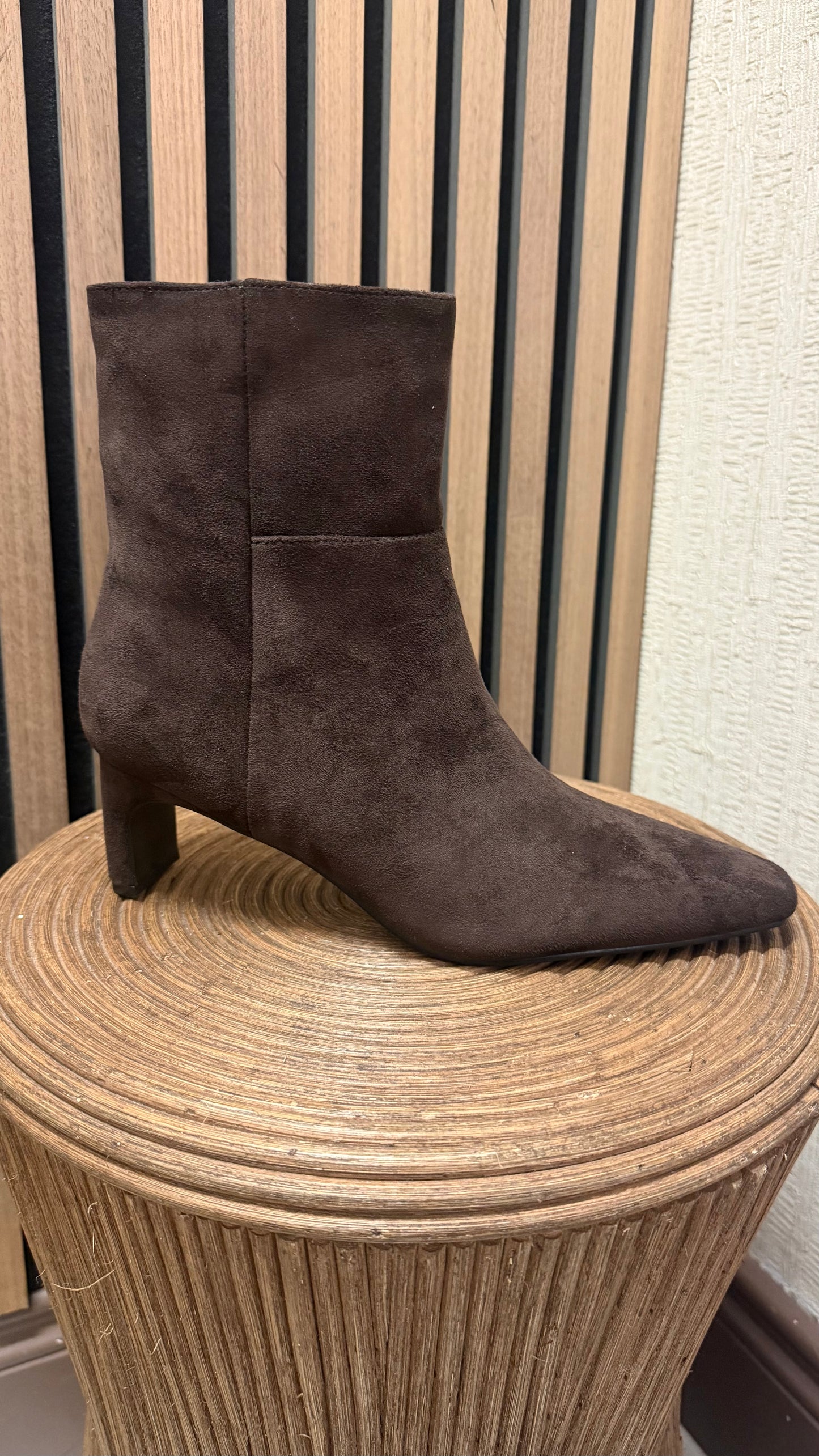 Cortina Chocolate Brown Faux Suede Ankle Boot
