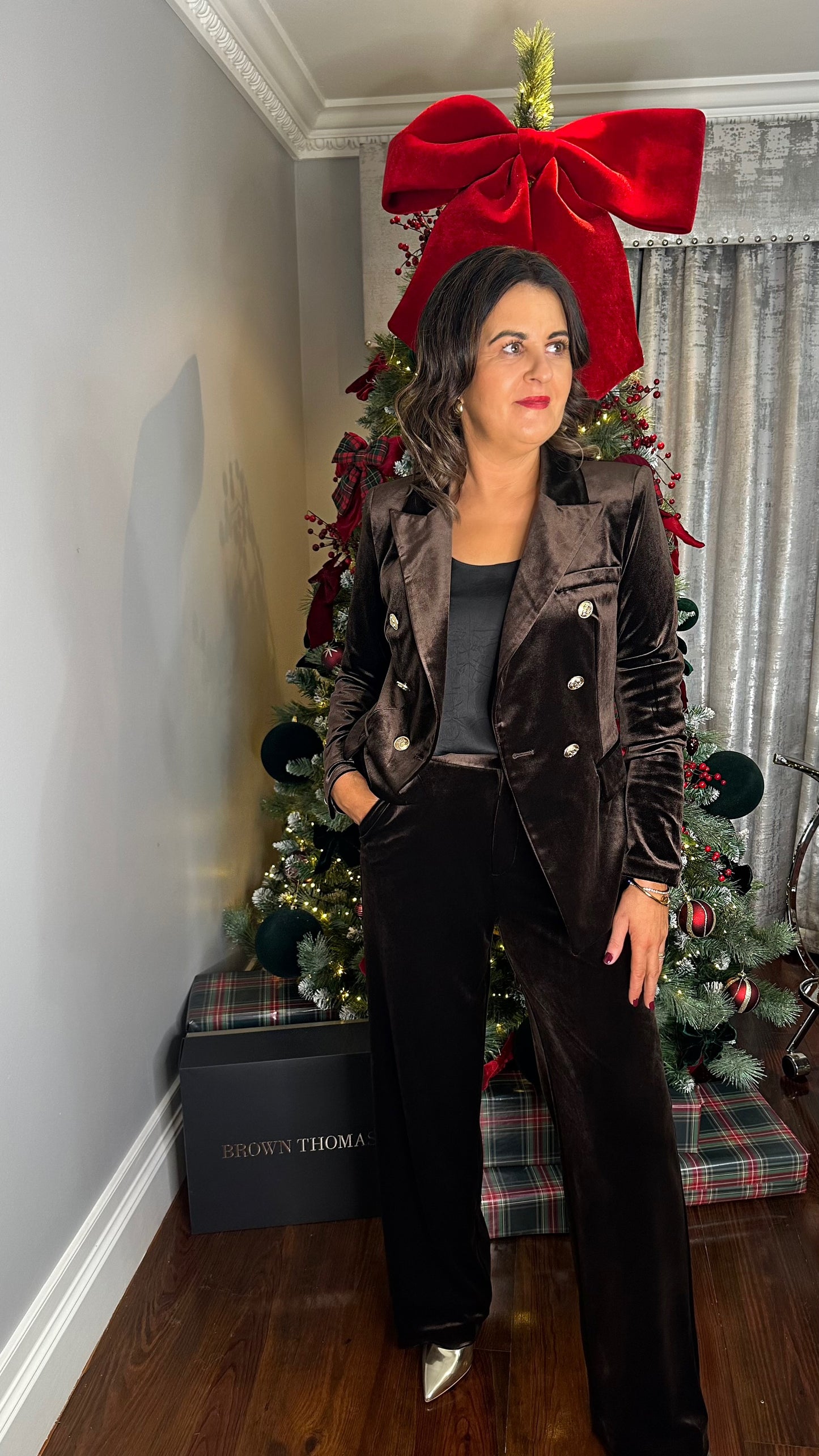 Chocolate Brown Velvet Blazer