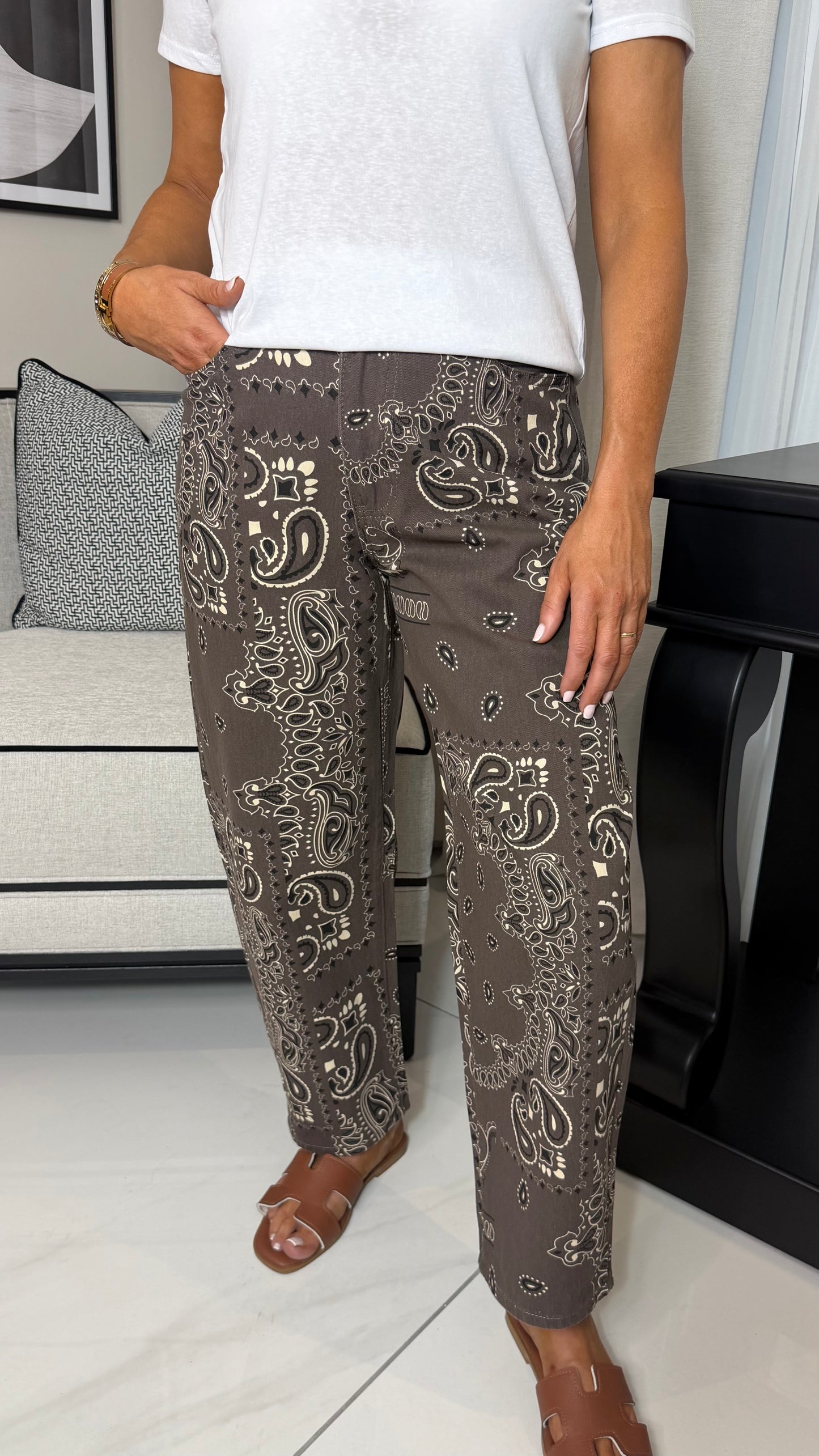 Brown Paisley Mom Jeans