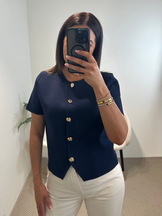 Navy Short Sleeve Cardigan