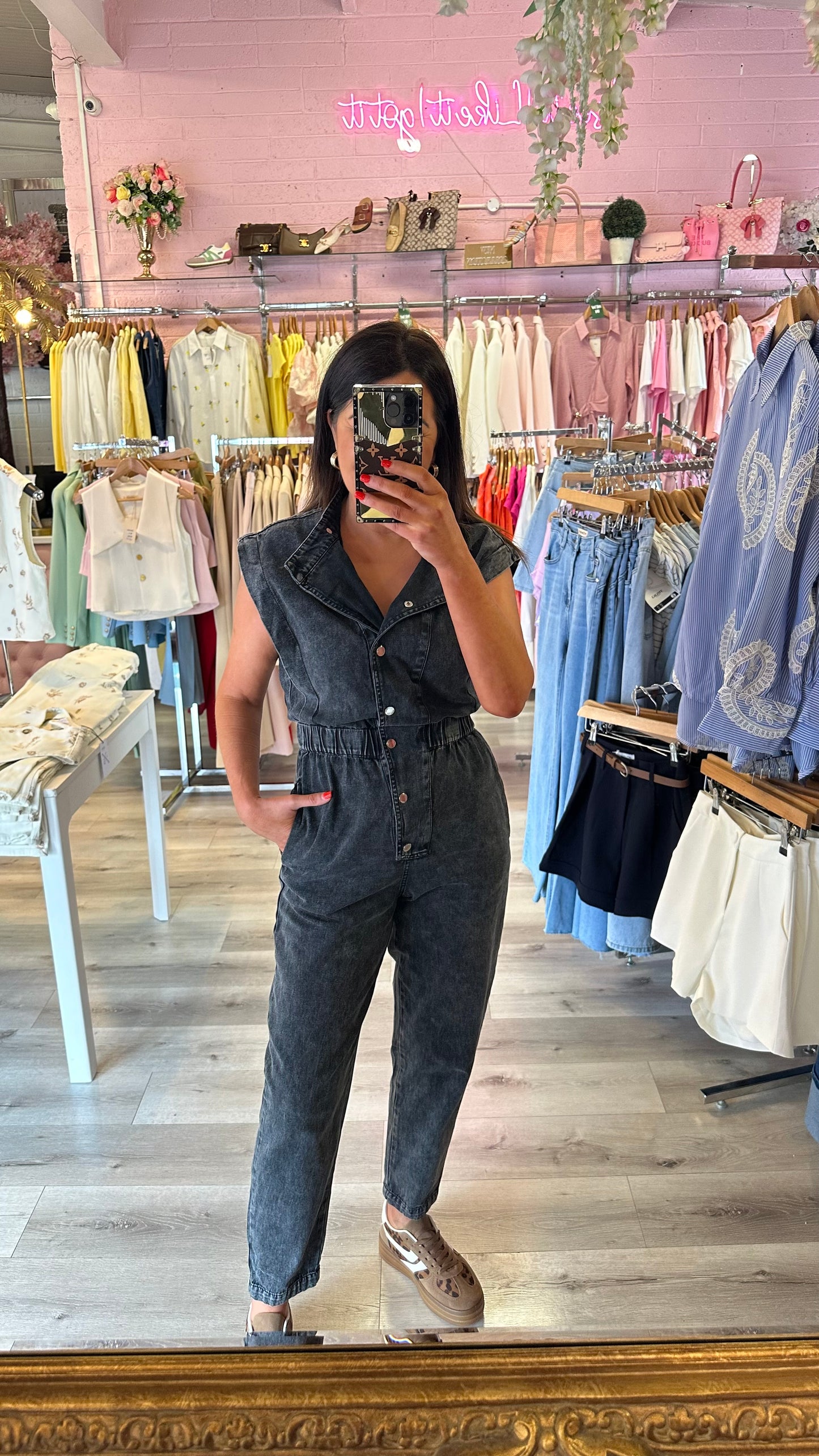 Black Denim Jumpsuit