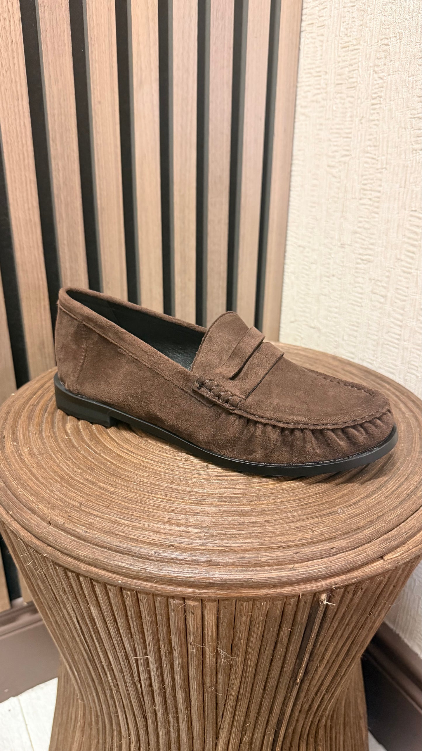 Chocolate Brown Faux Suede Loafers
