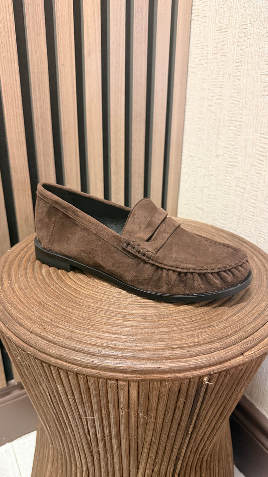 Chocolate Brown Faux Suede Loafers