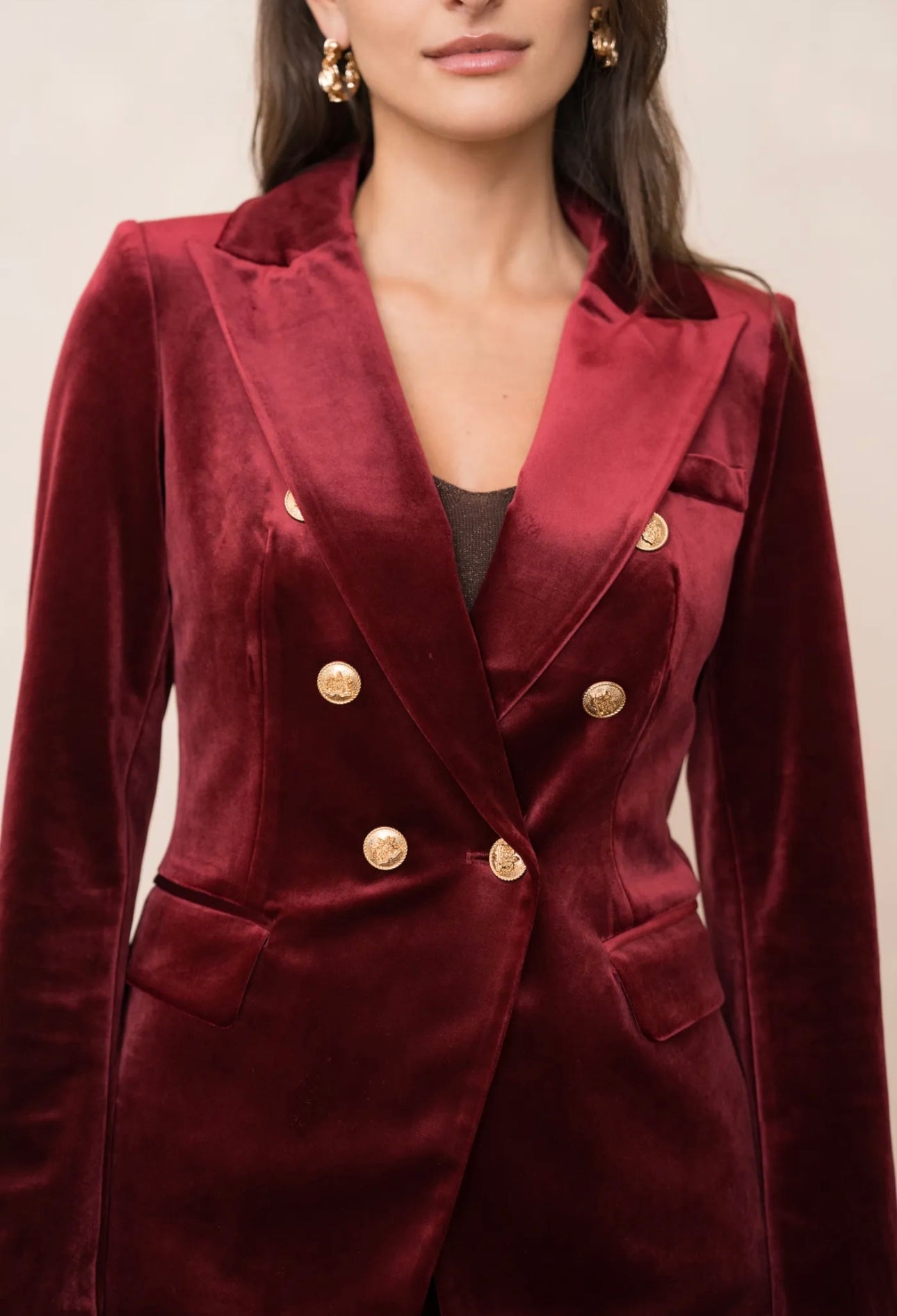 Wine Velvet Blazer