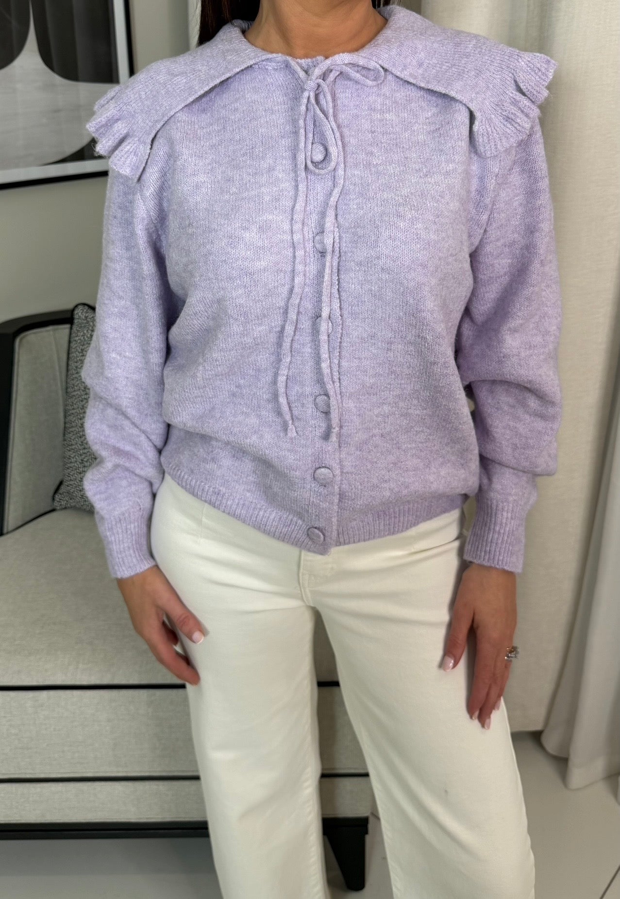 Lilac Peter Pan Collar Cardigan