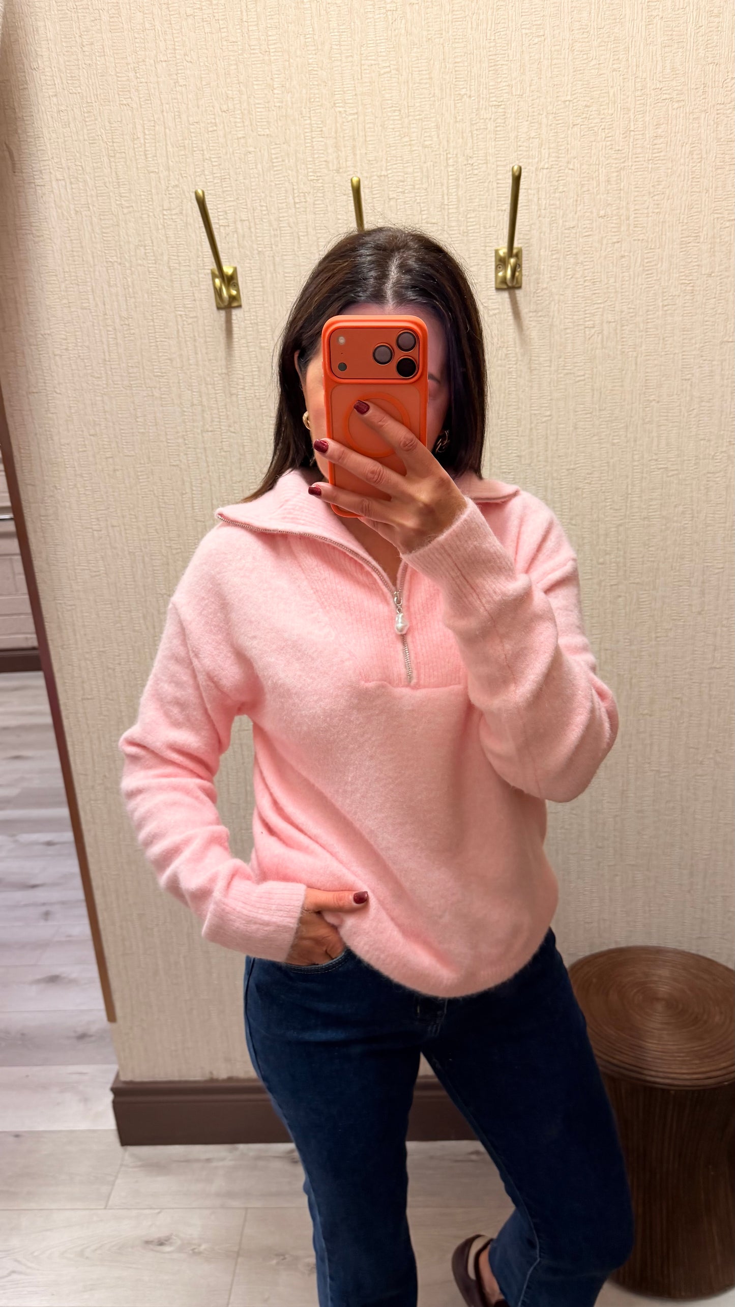 Pink Knit Halfzip