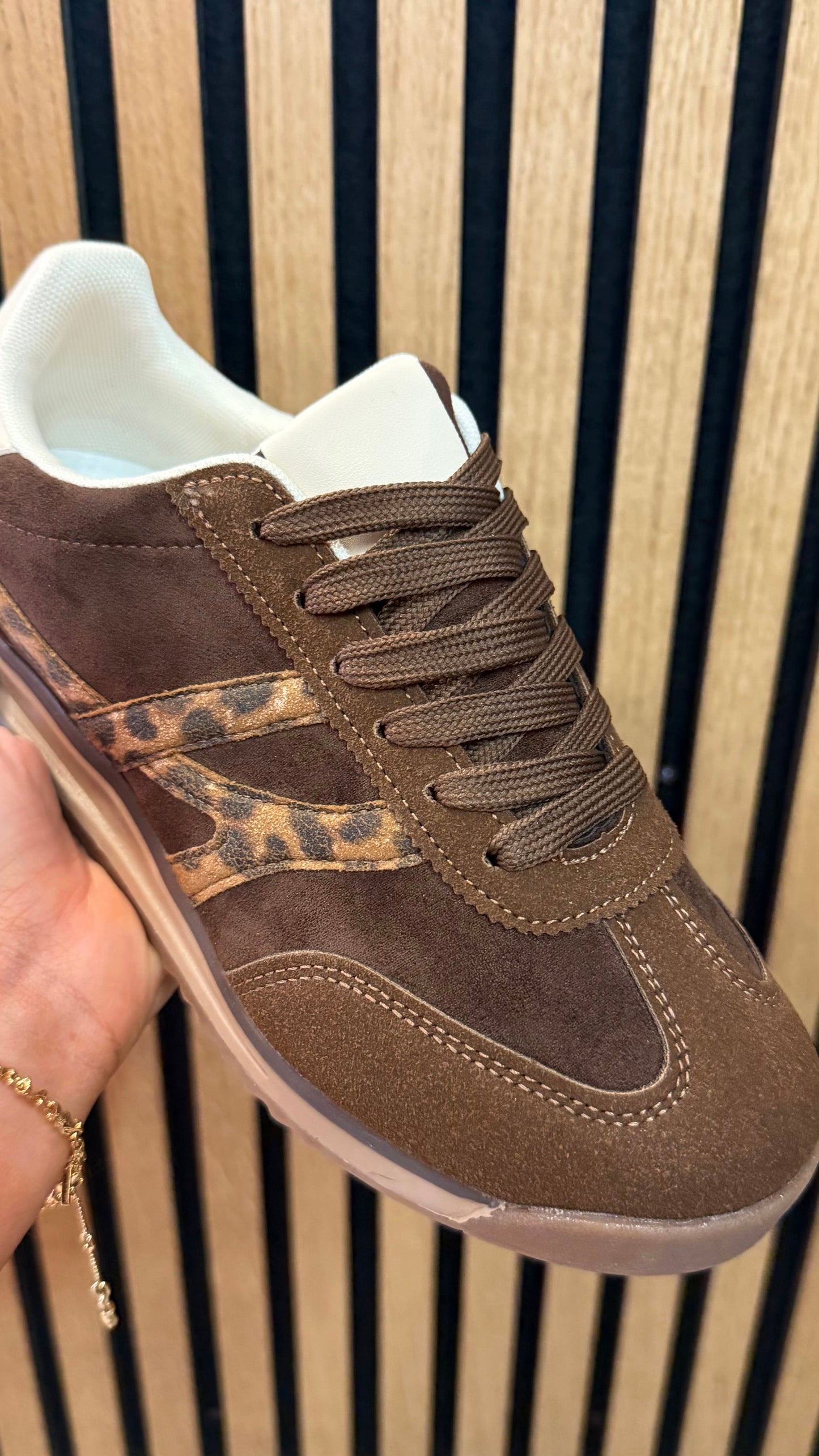 Chocolate Brown & Leopard Trainers