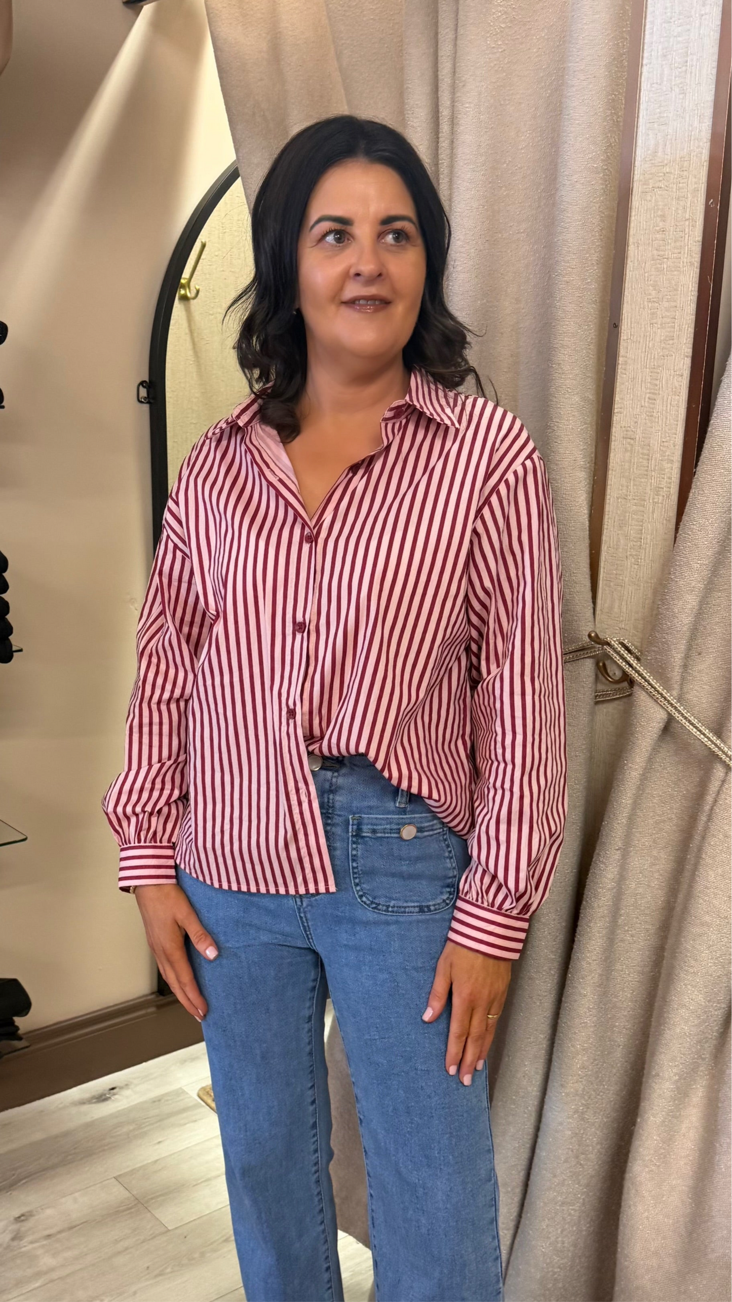 Pink & Red Pinstripe Shirt
