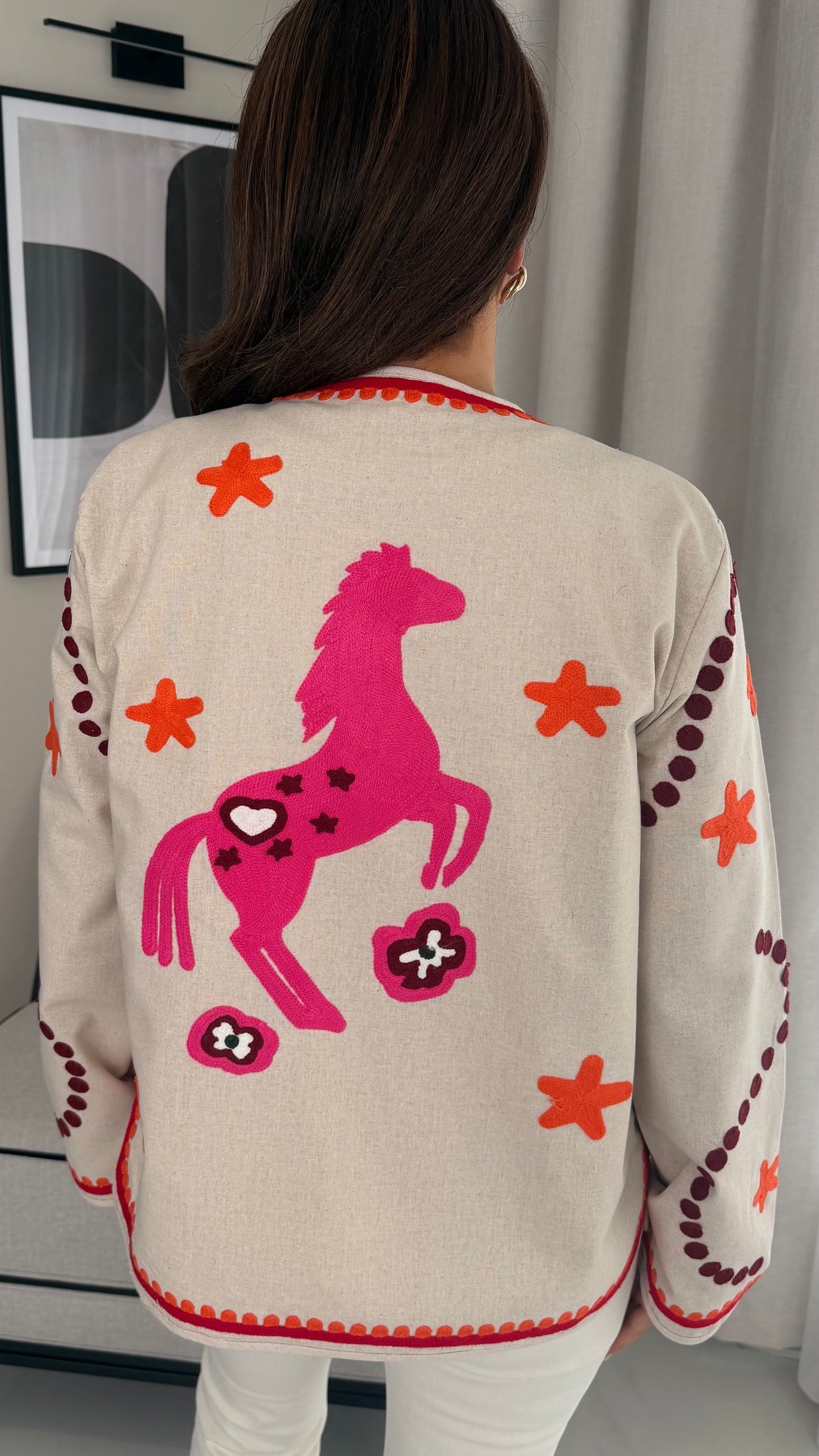Cream Patchwork Western Jacket
