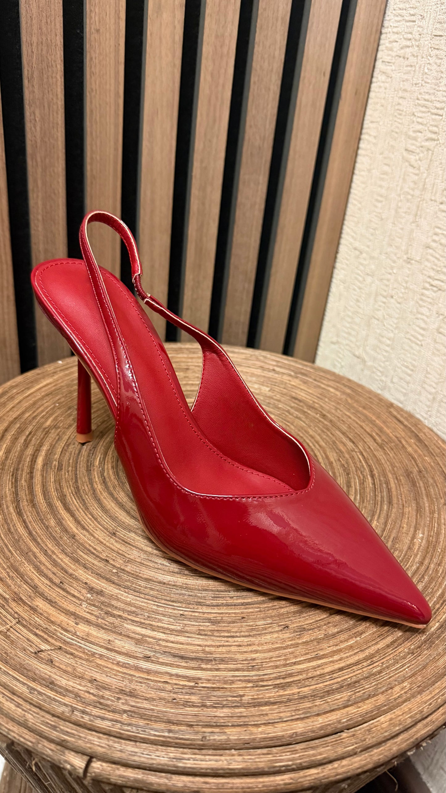Wine Patent Heels