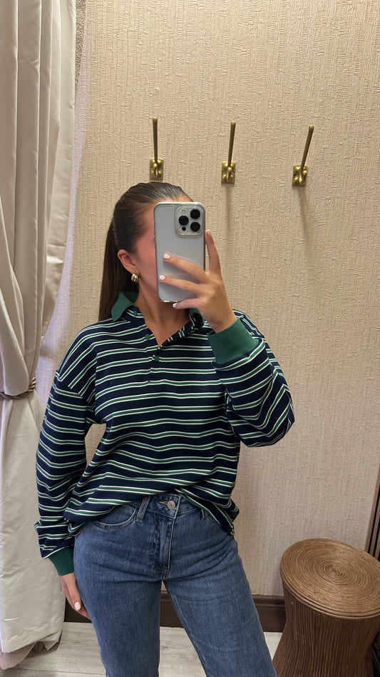 Green & Navy Rugby Top