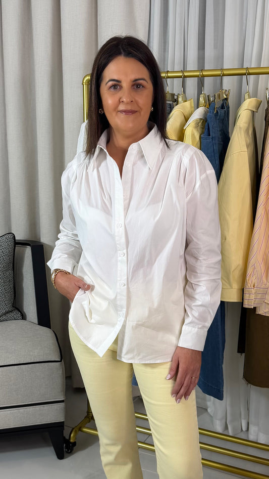 White Pleated Detail Shirt