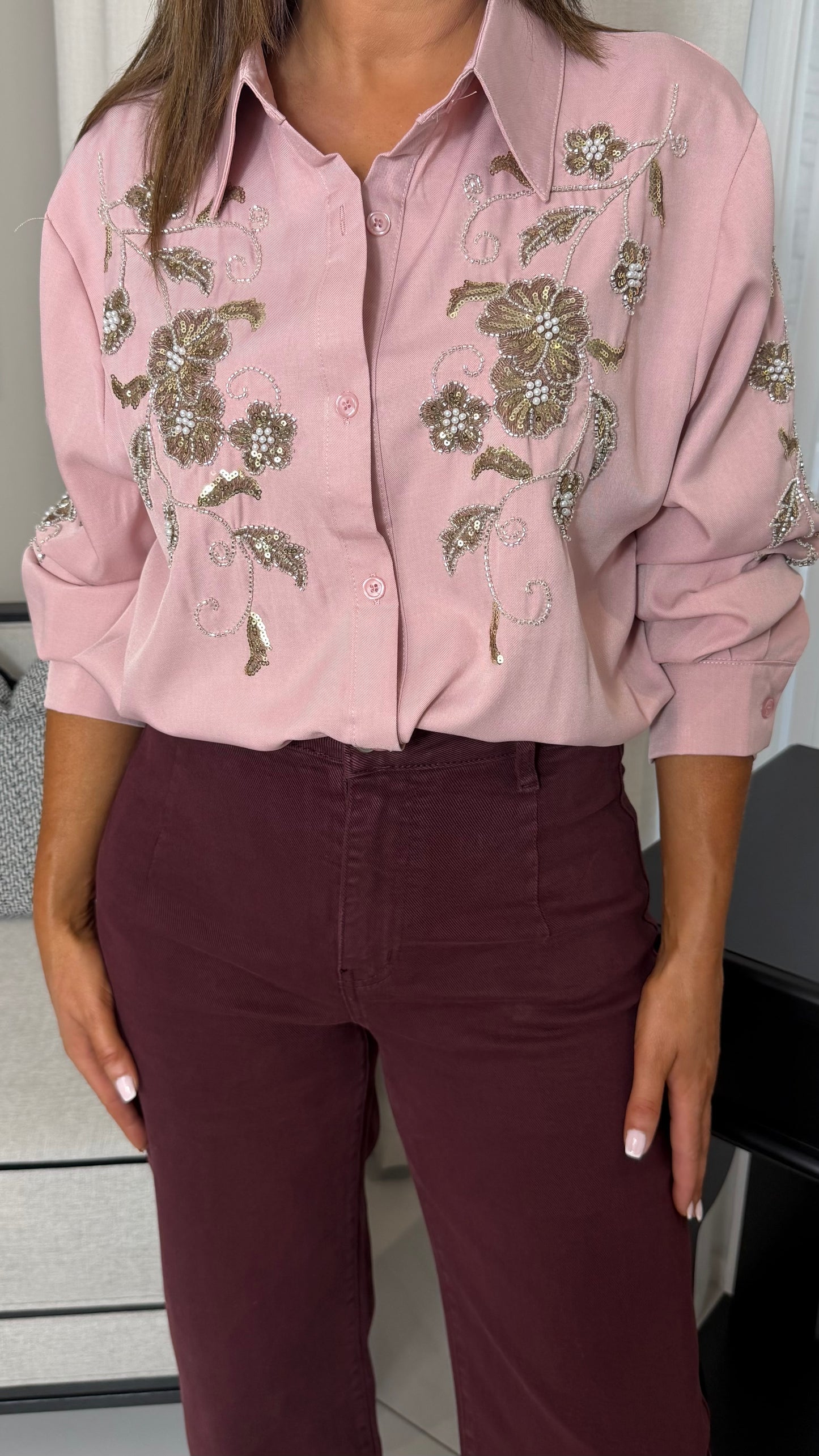 Pink Embellished Shirt