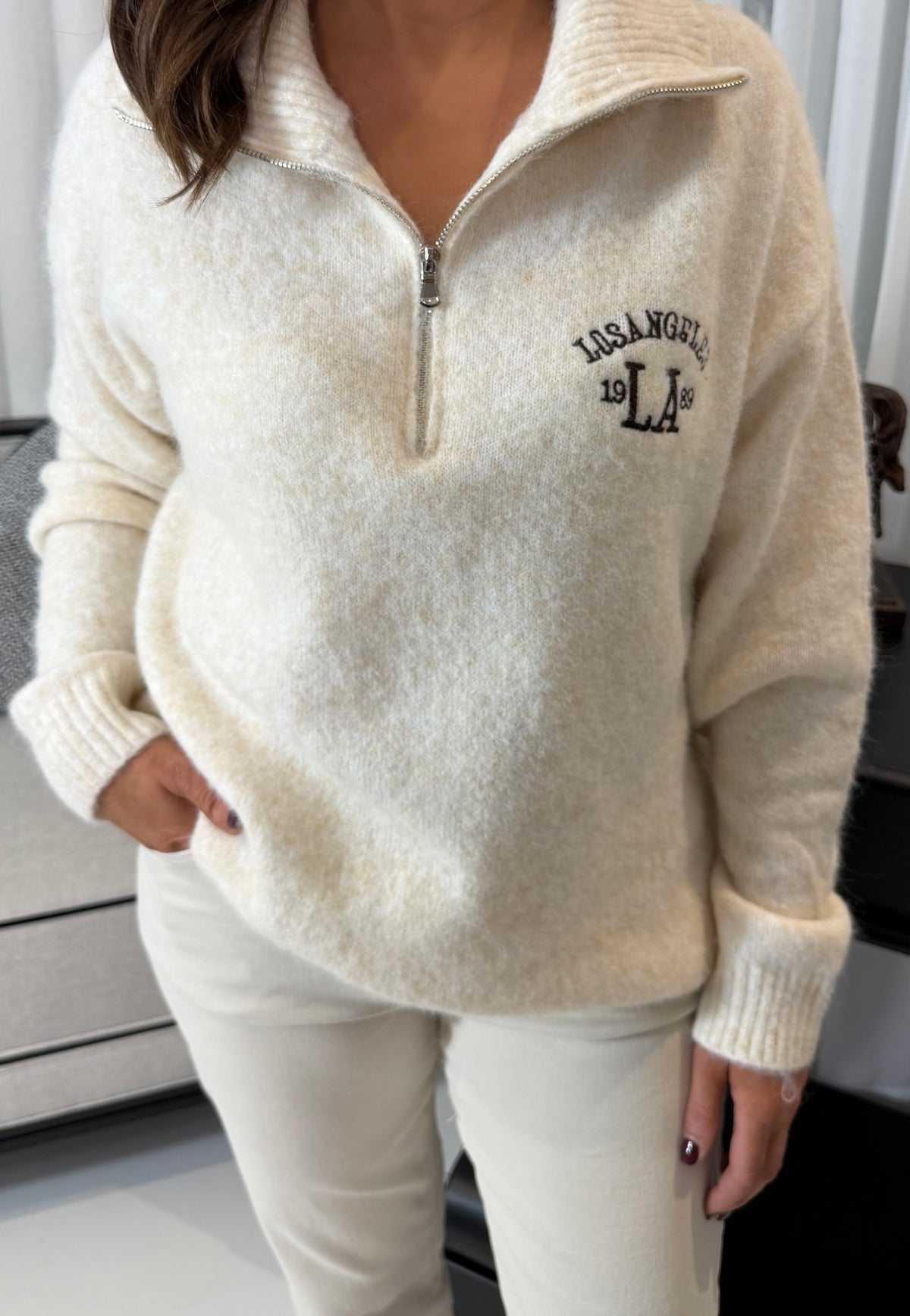 Cream Los Angeles Zip Knit