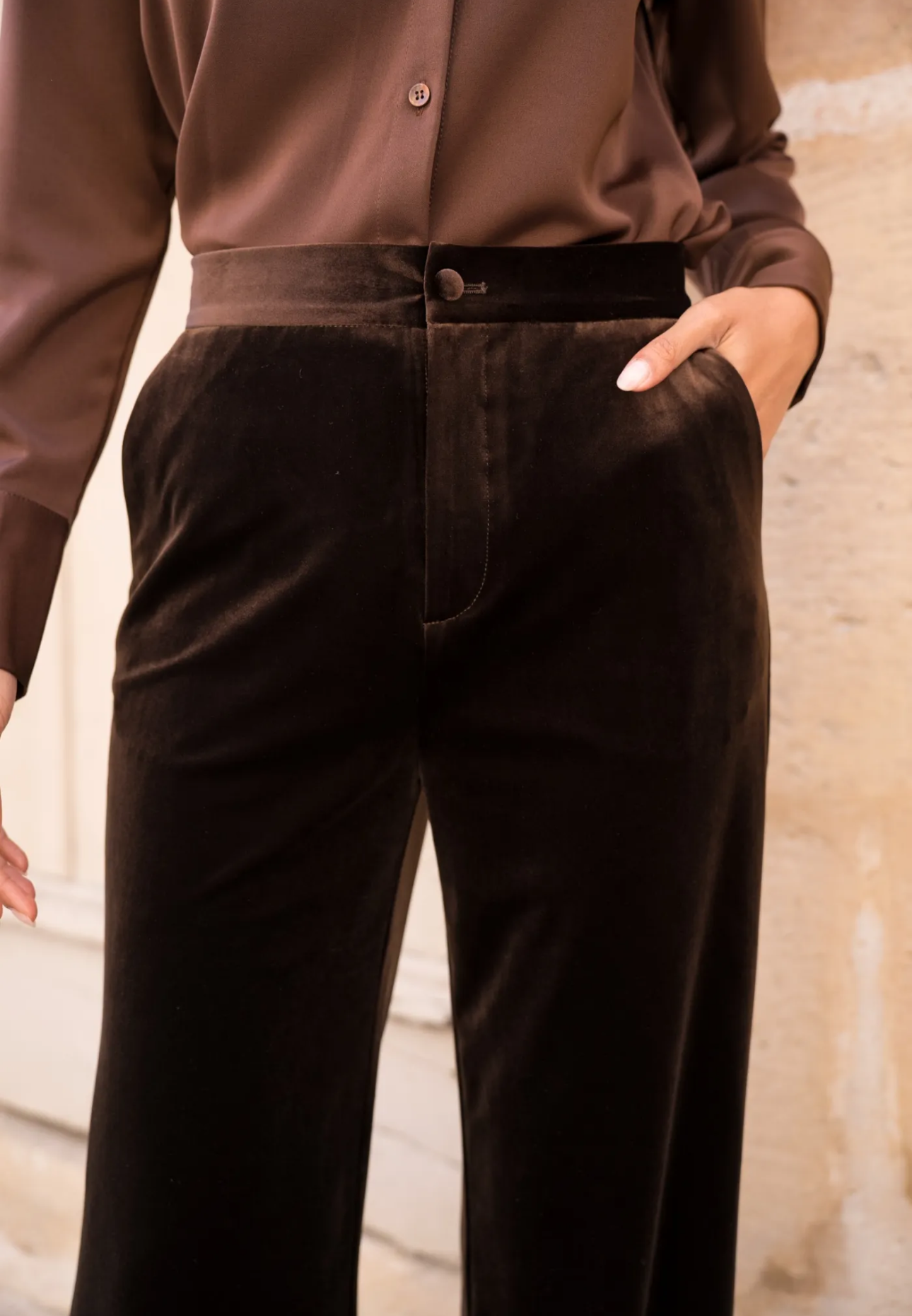 Chocolate Brown Velvet Trousers
