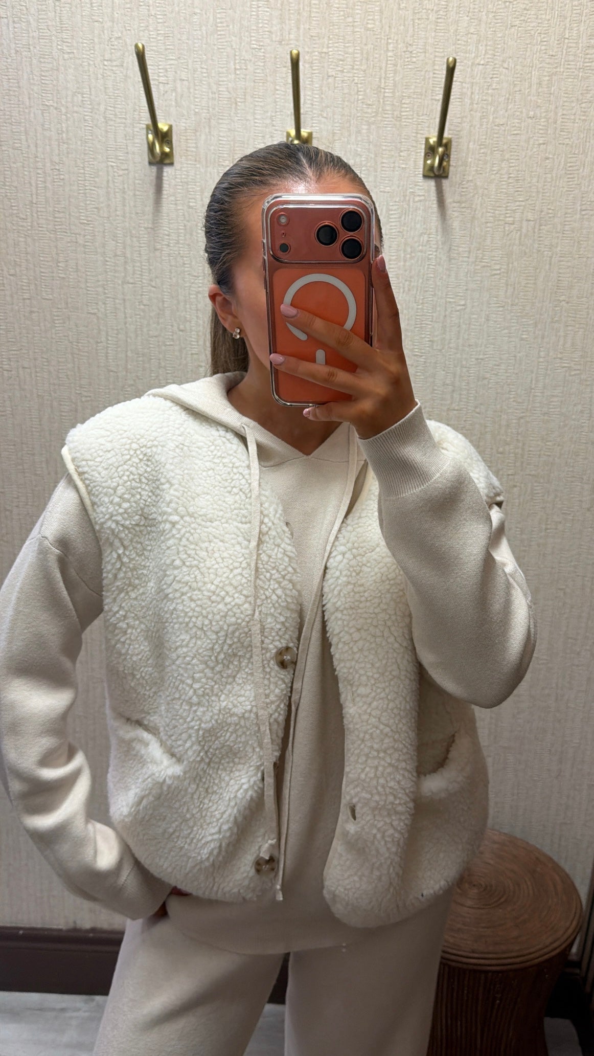 Cream Fleece Borg Gilet