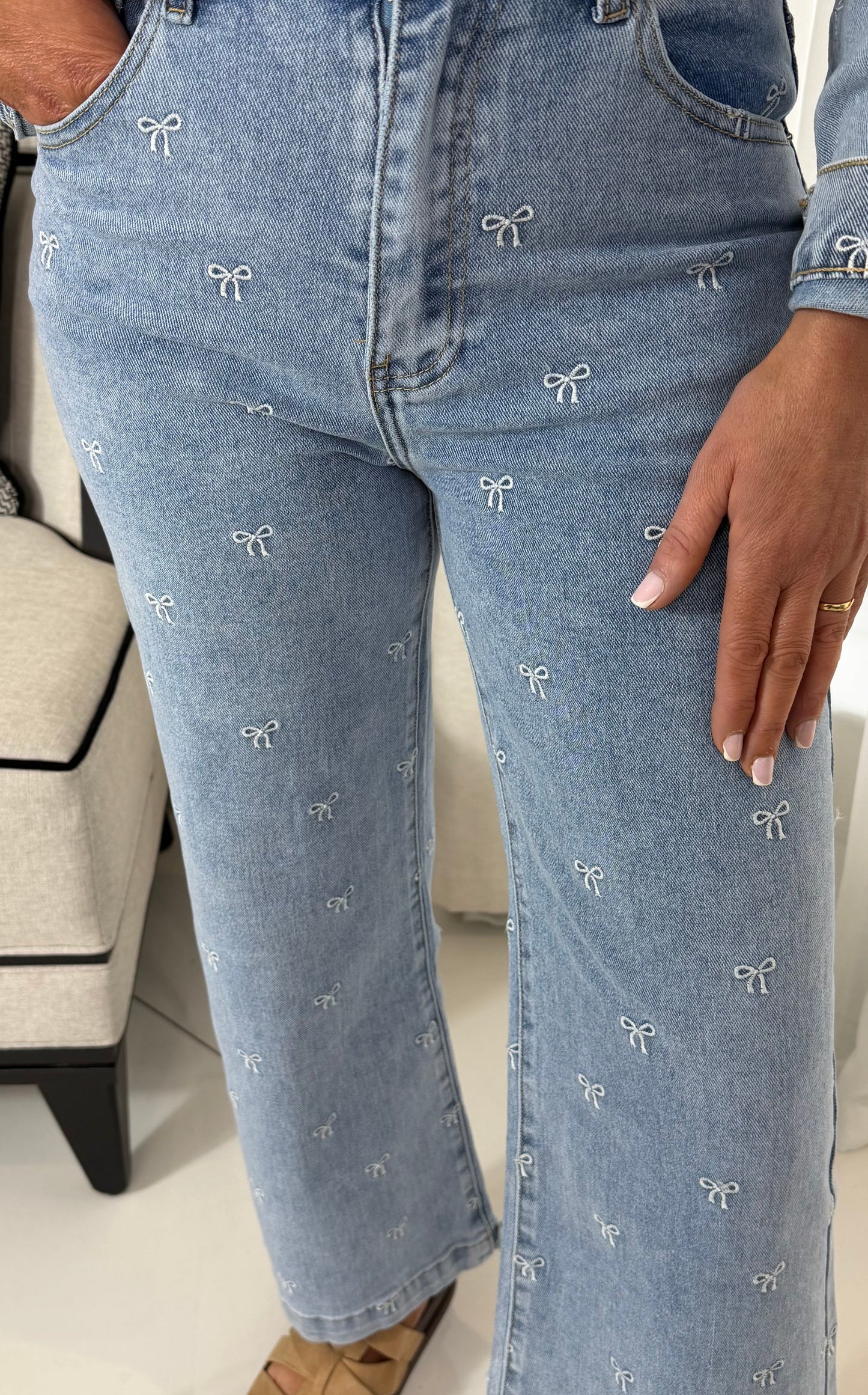Denim Bow Detail Jeans