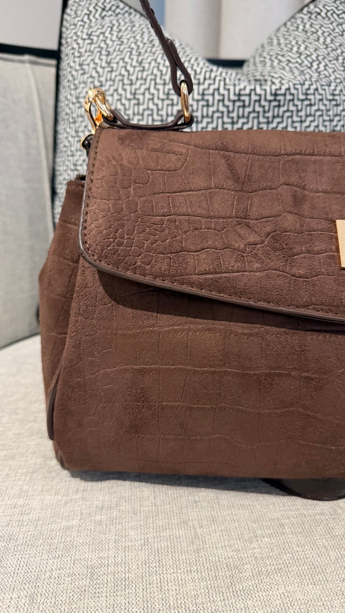 Georgia Brown Suede Effect Handbag