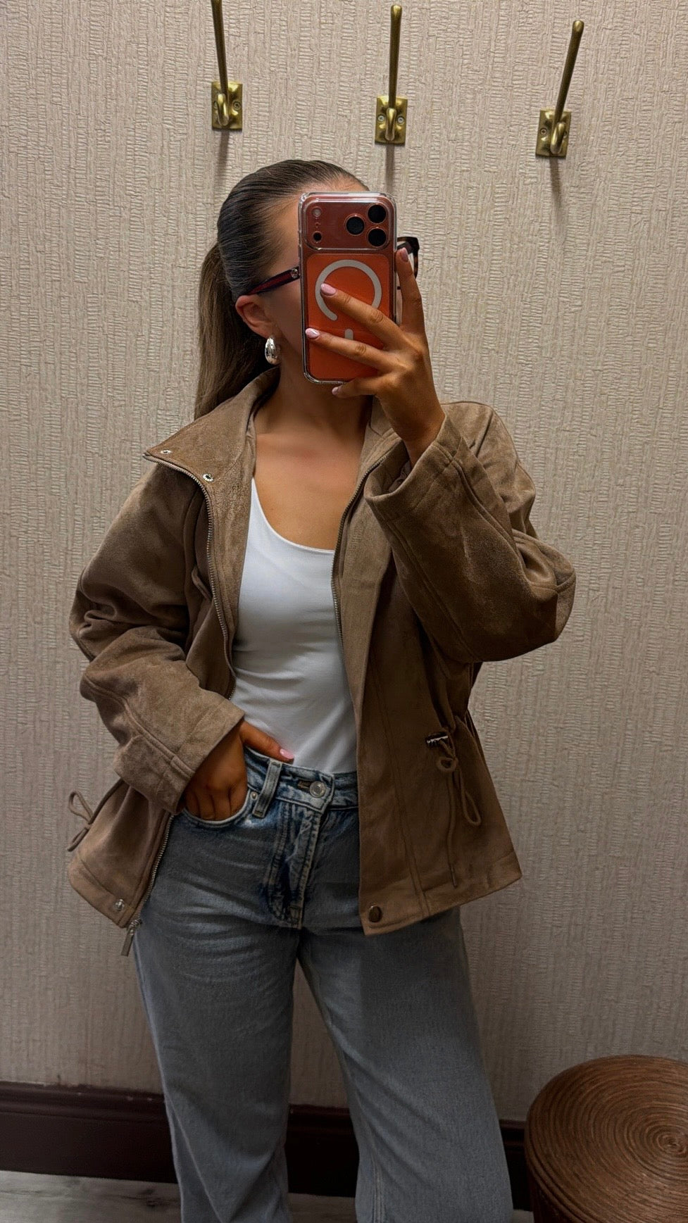 Sophia Suede-Effect Utility Jacket