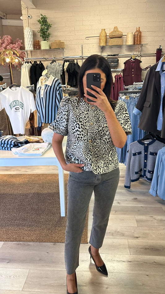 Grey Cropped Straight Jeans
