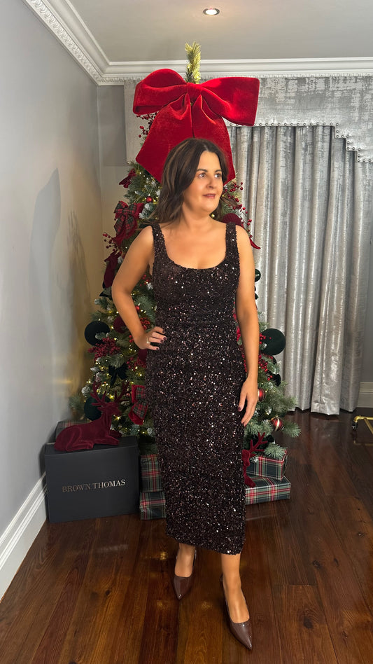 Mia Brown Sequin Dress