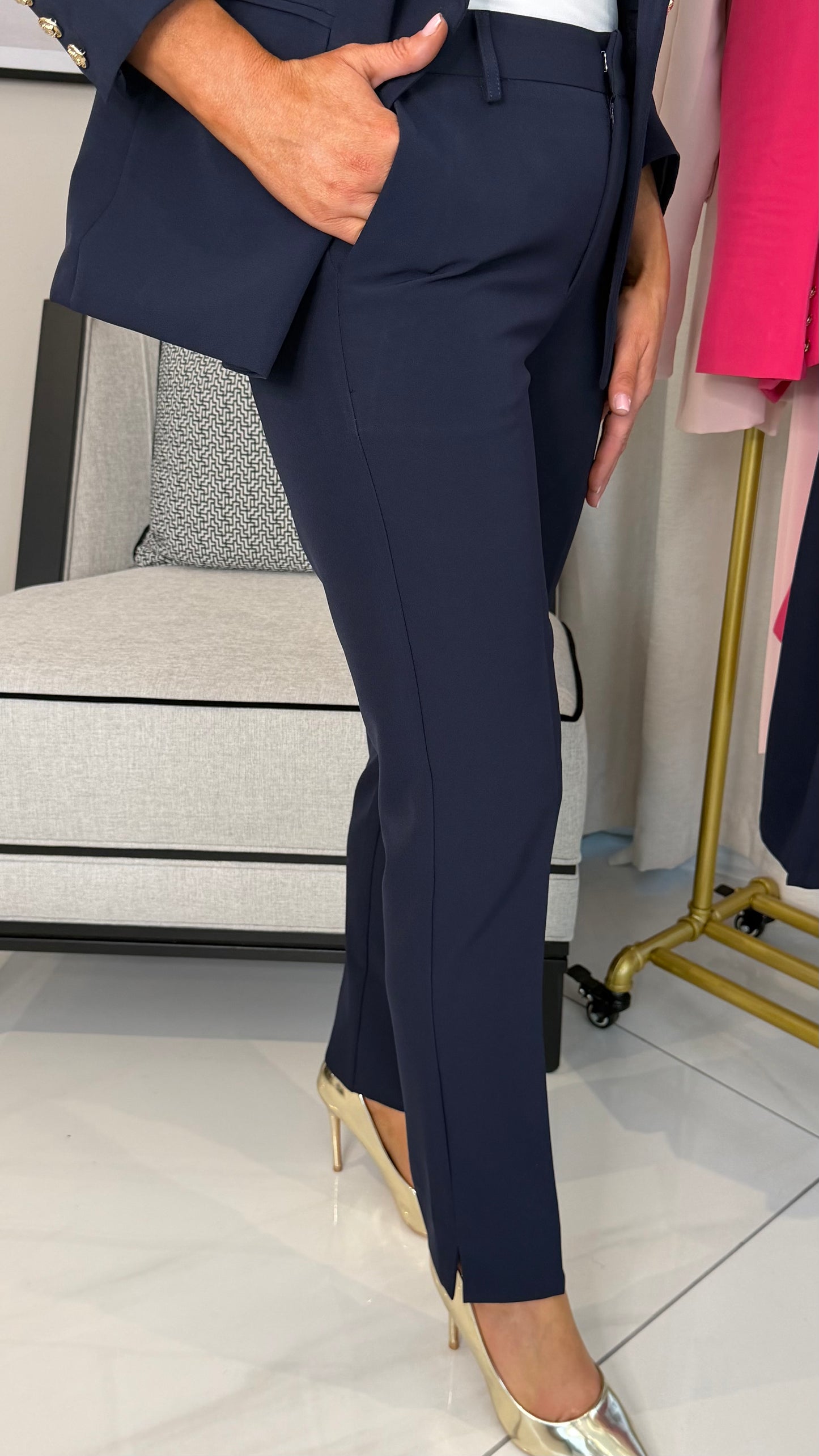 Tapered Navy Trousers
