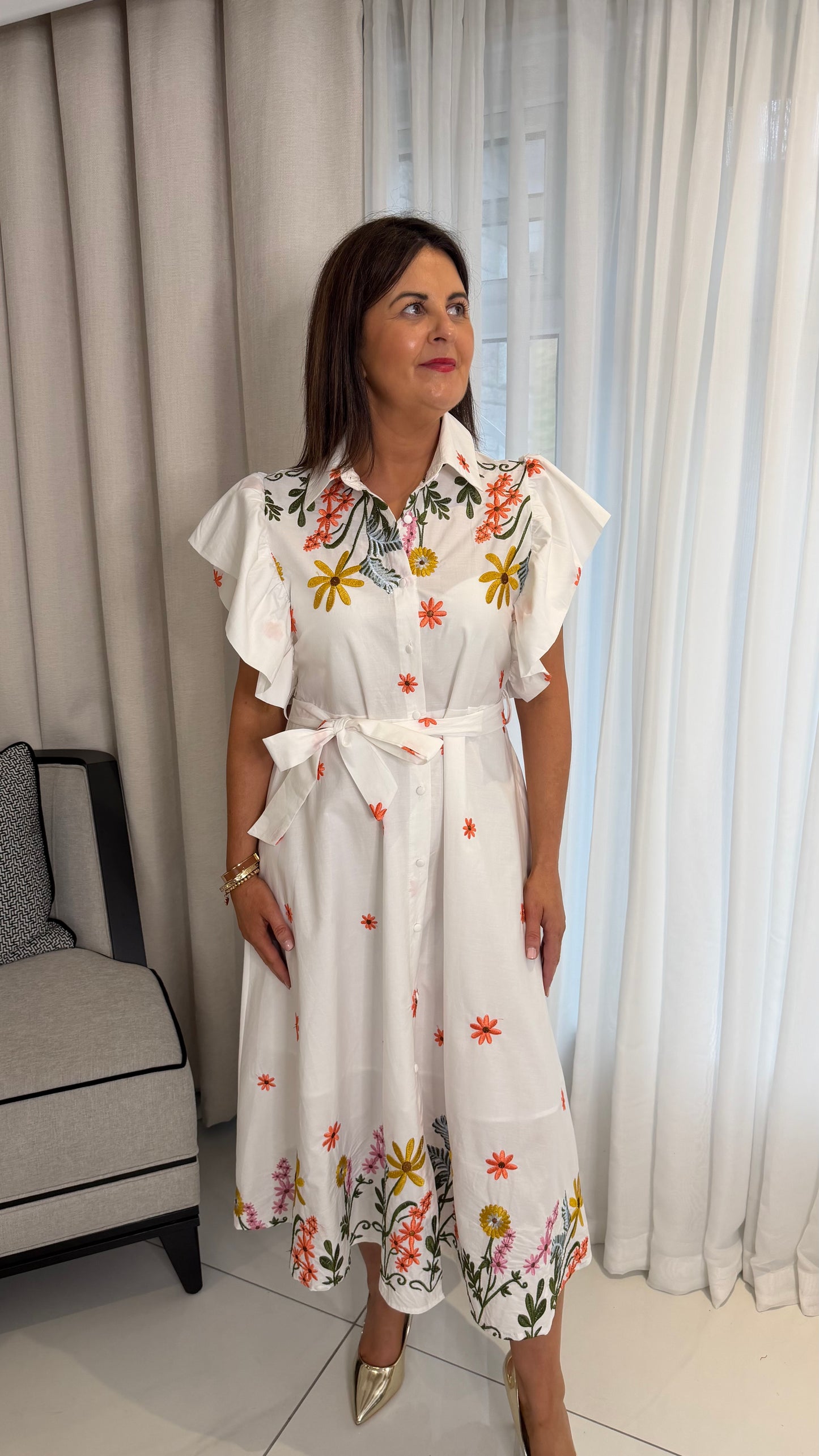 Laura Embroidered Shirt Dress