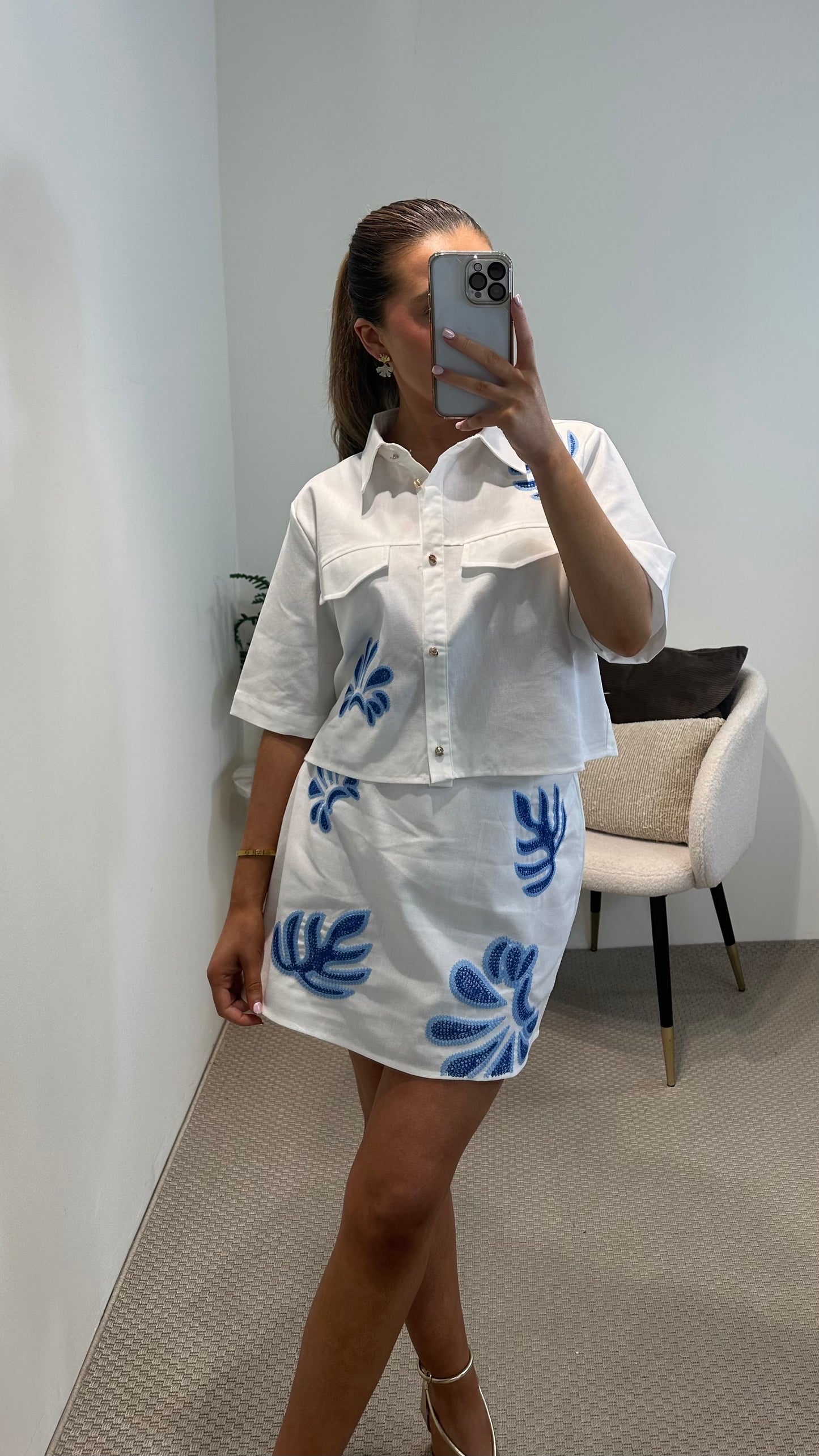 White & Blue Co-Ord