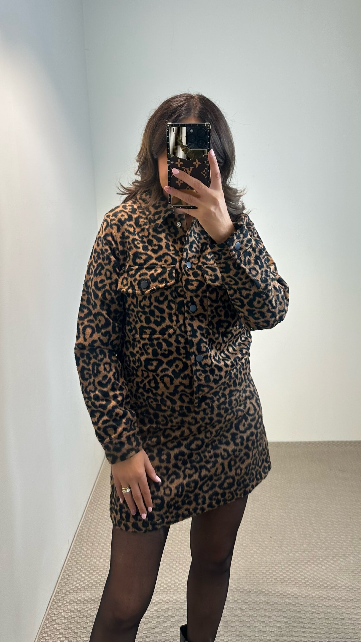 Leopard Faux Moleskin Jacket