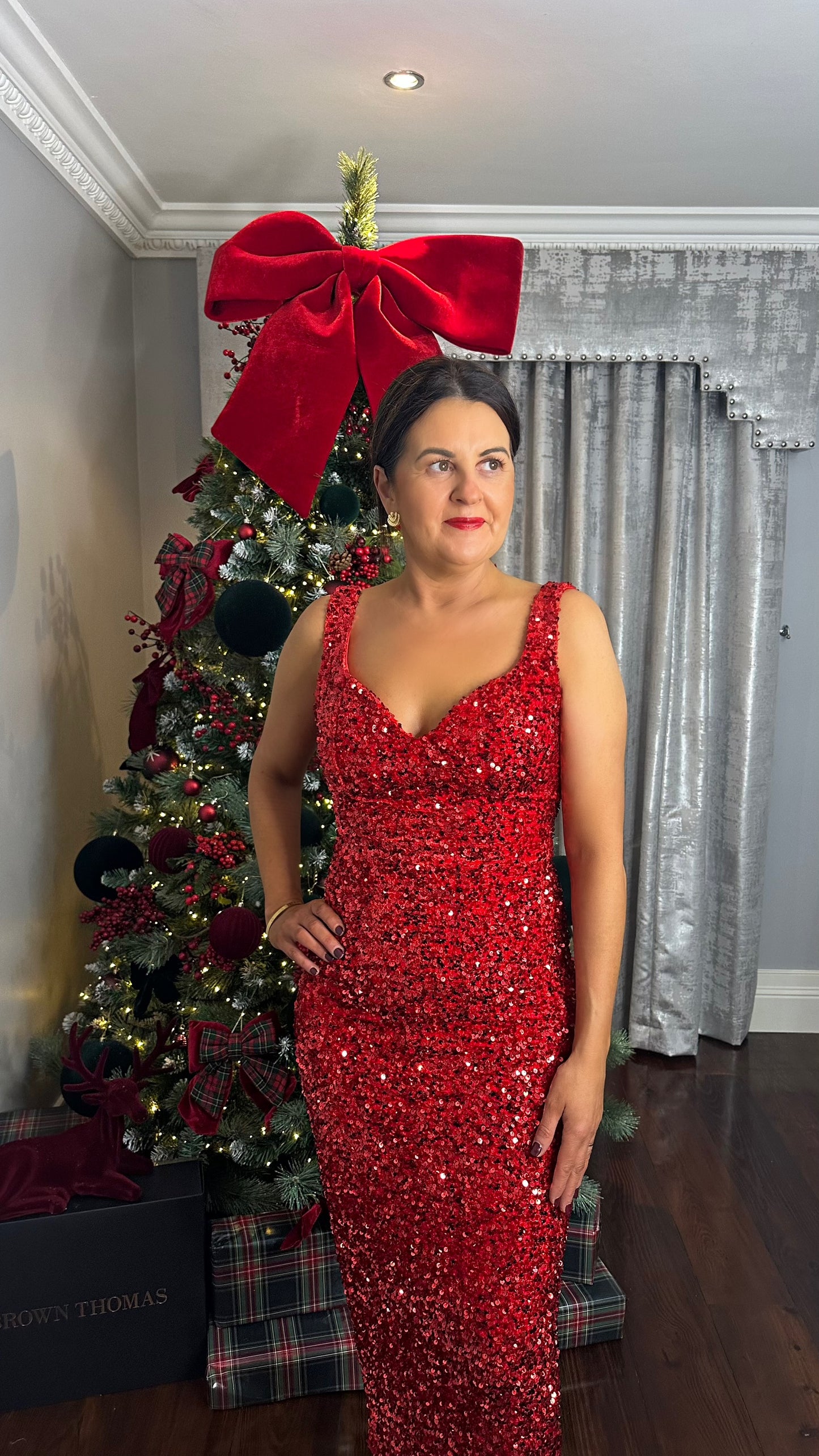 Mia Red Sparkling Sequin Dress