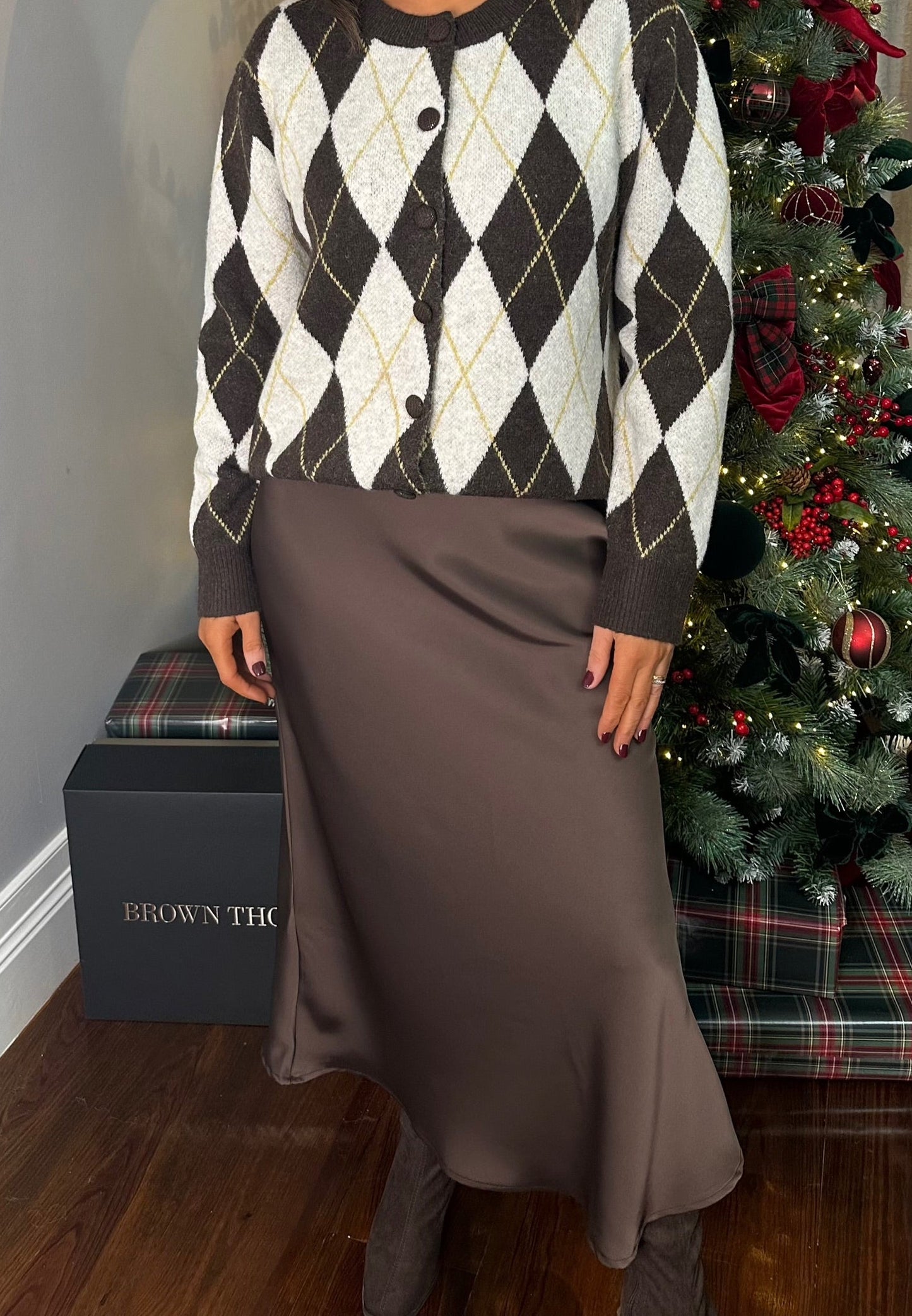 Chocolate Brown Satin Skirt