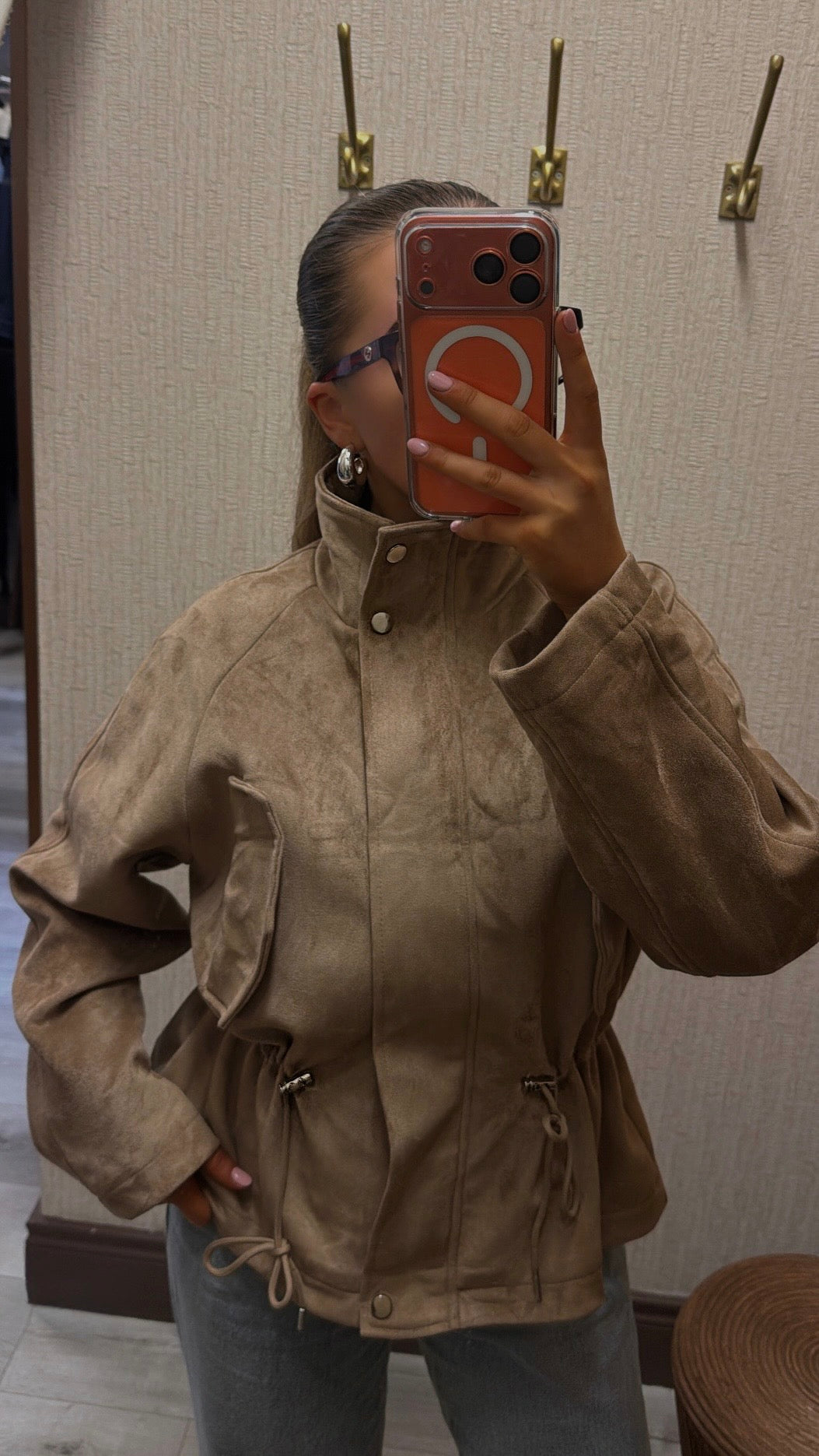 Sophia Suede-Effect Utility Jacket