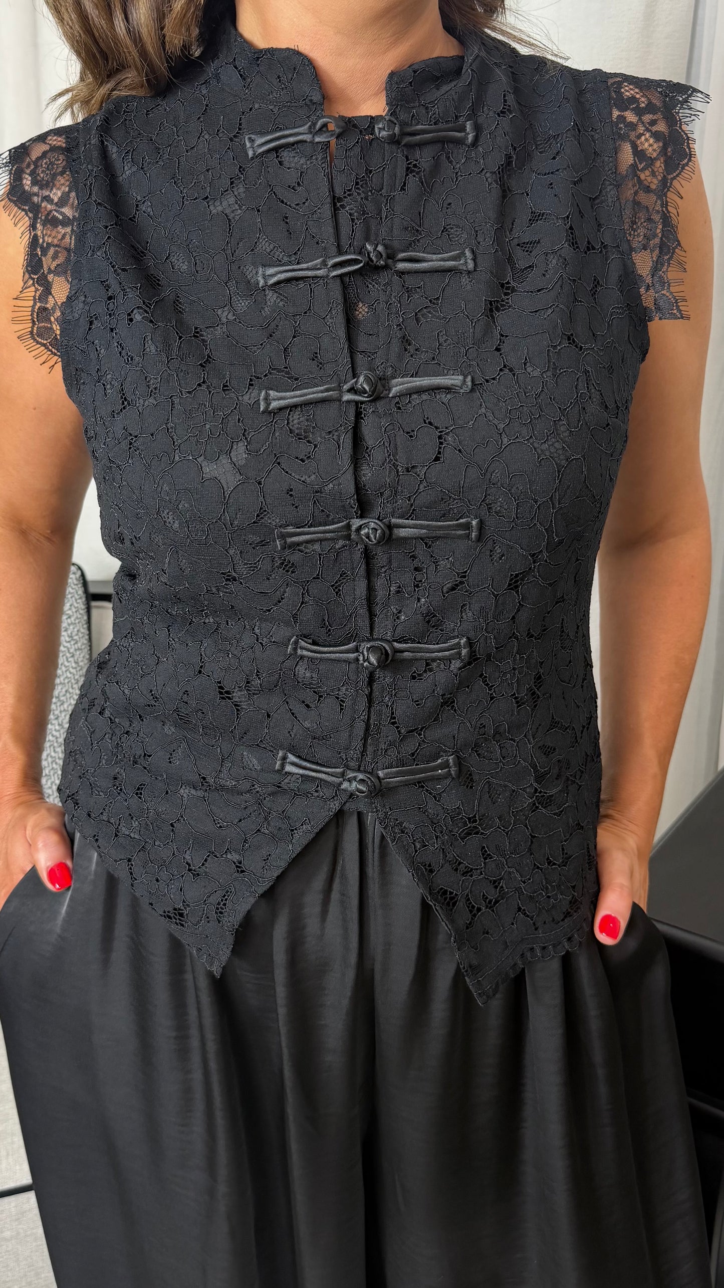 Cora Black Lace Top
