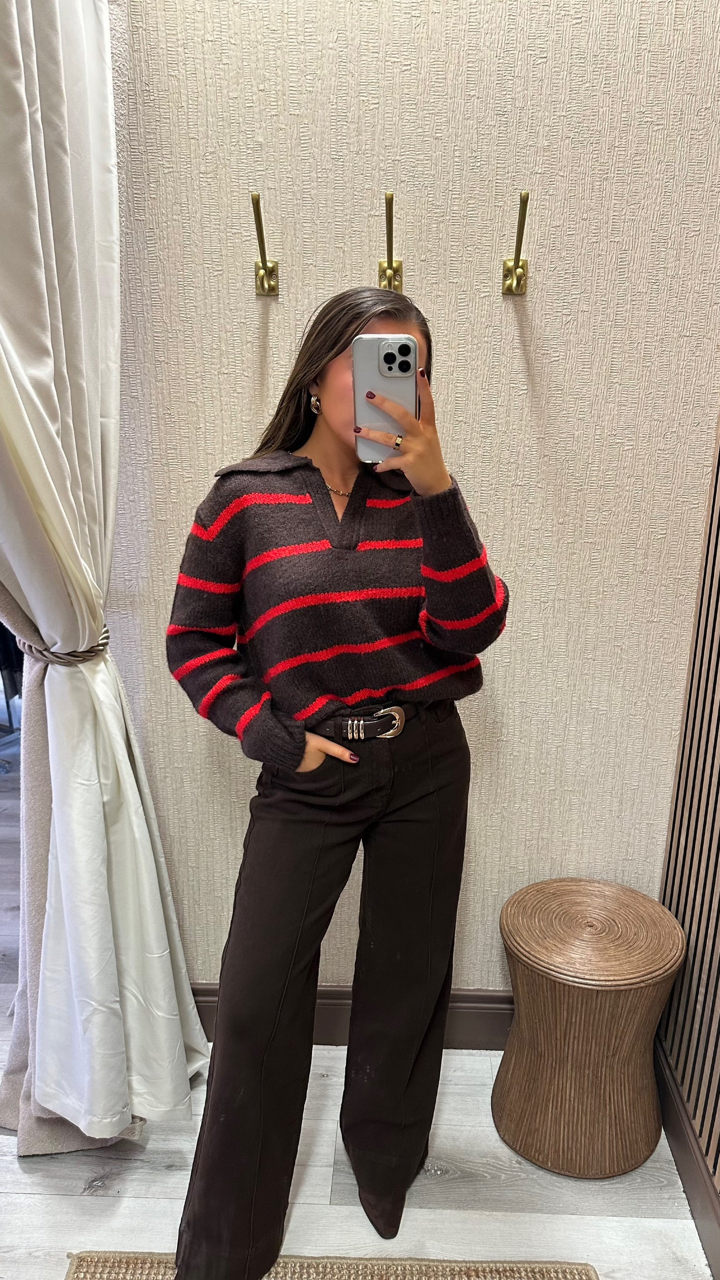 Brown & Red Polo Knit