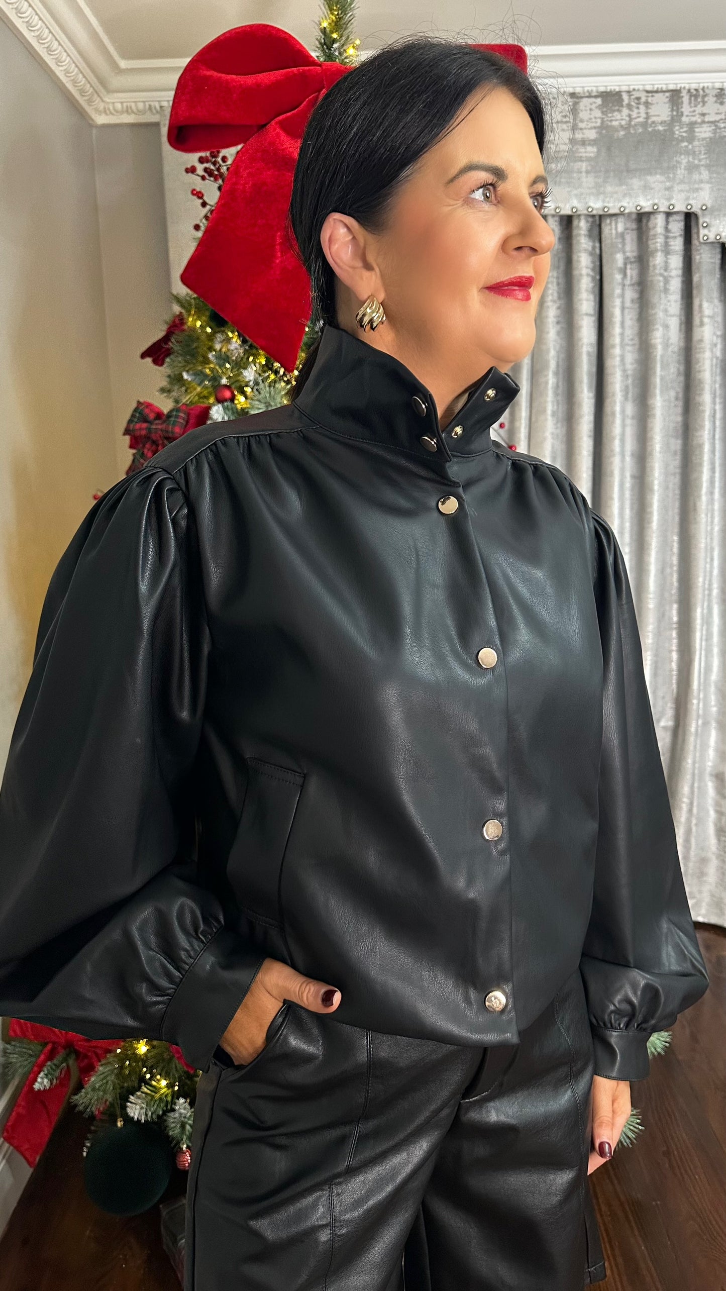 Statement Leatherette Bomber Jacket