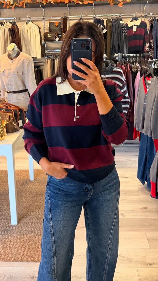 Navy & Wine Rugby Style Polo
