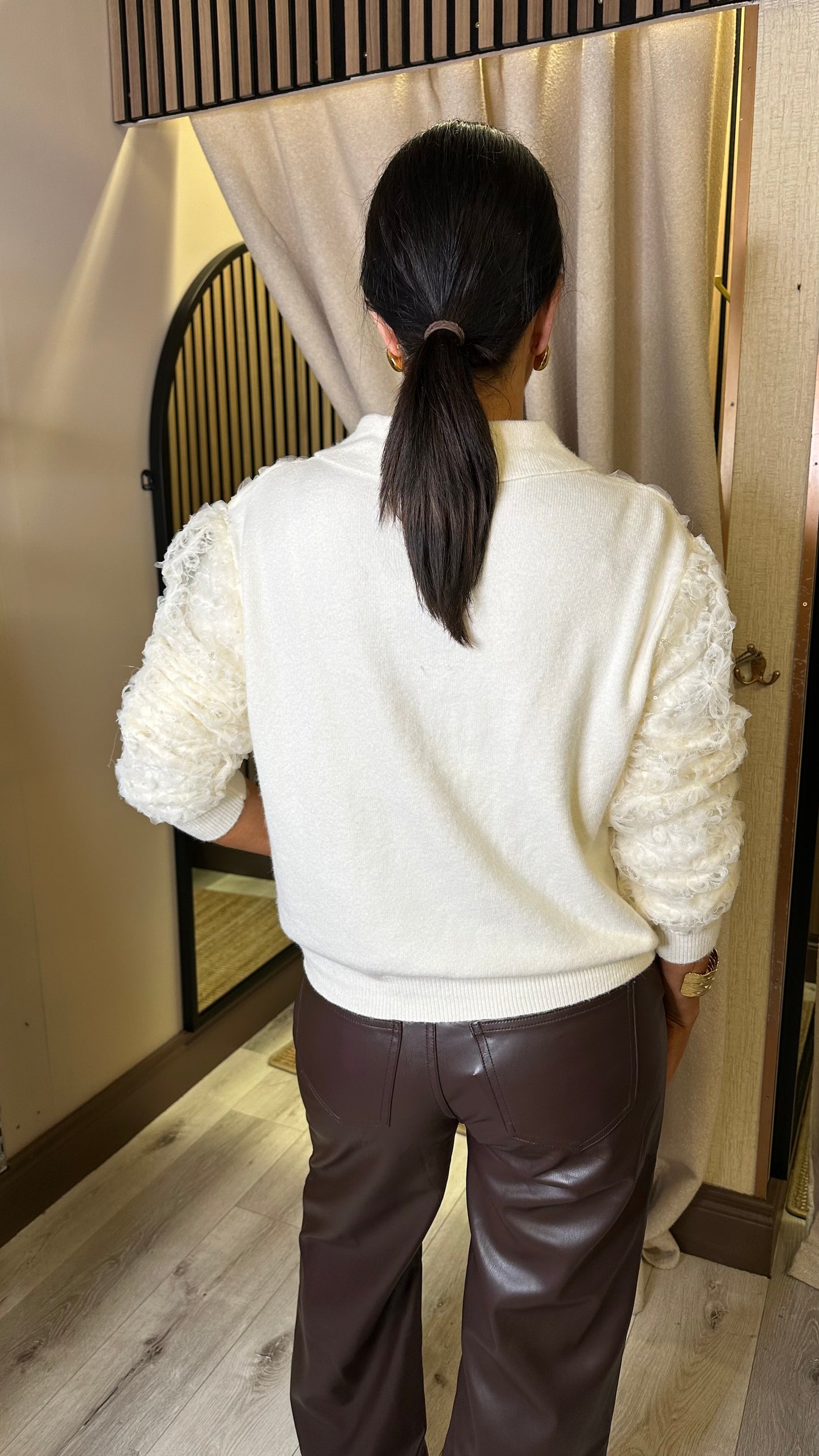 Cream Embellished Cardigan