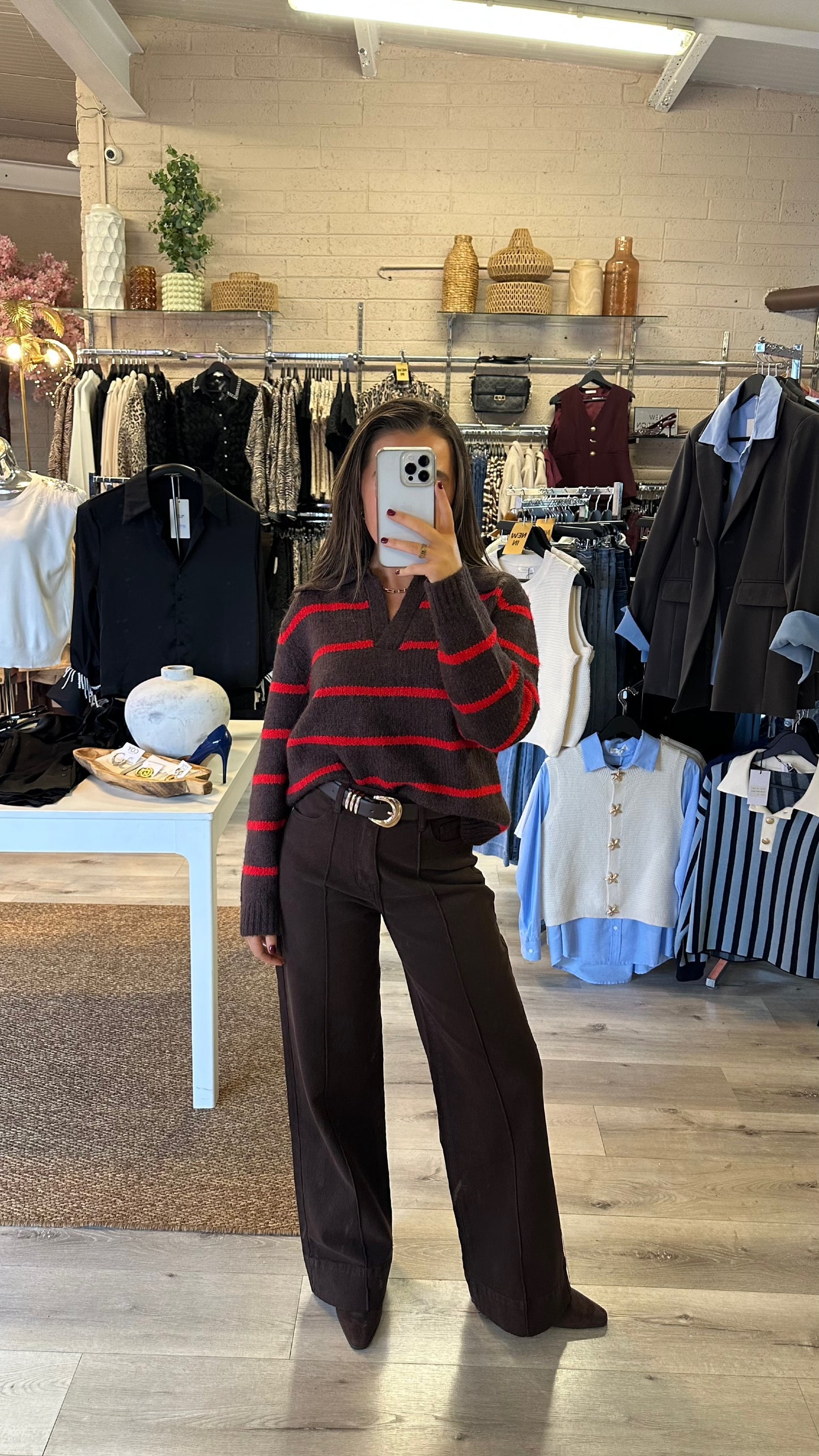 Brown & Red Polo Knit