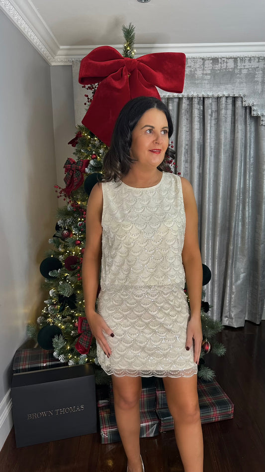 Cream Embellished Skirt