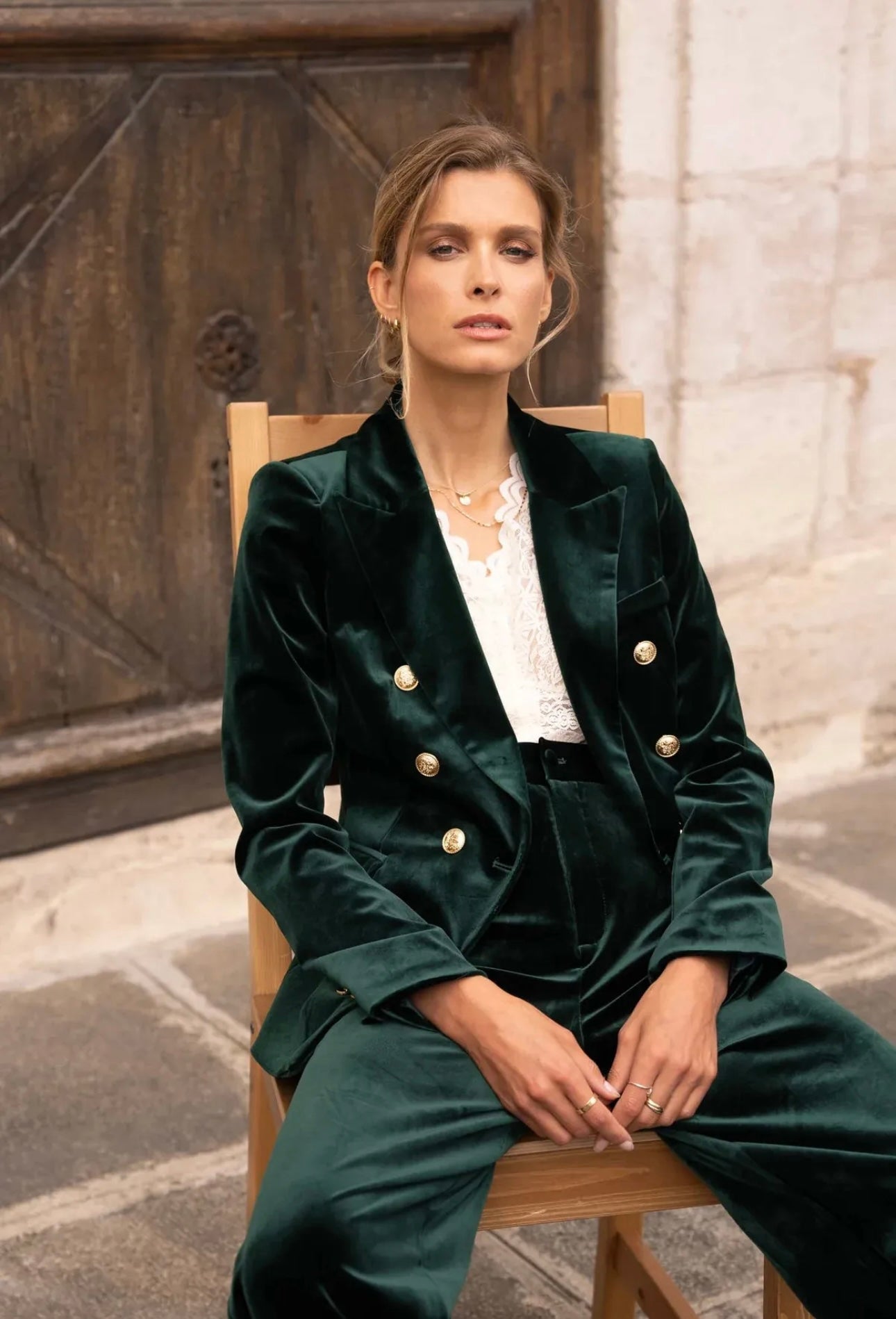 Green Velvet Blazer