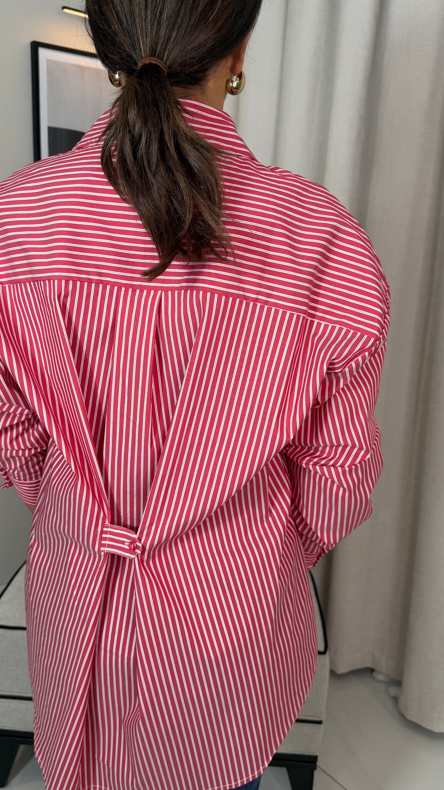 Red Shirt with Button Feature