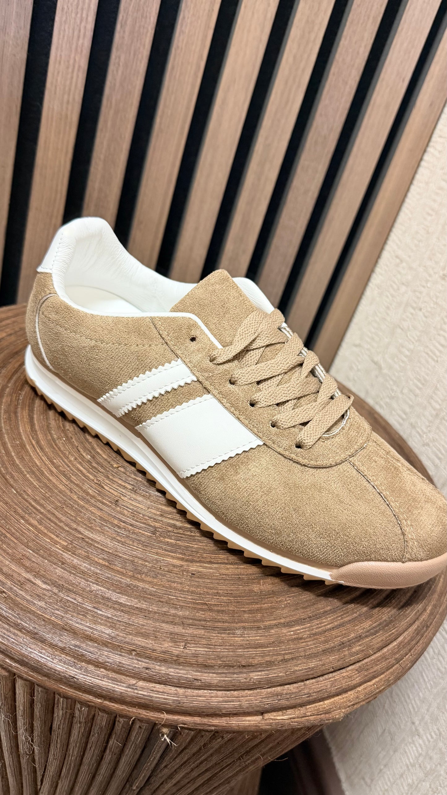 Camel Faux Suede Trainers