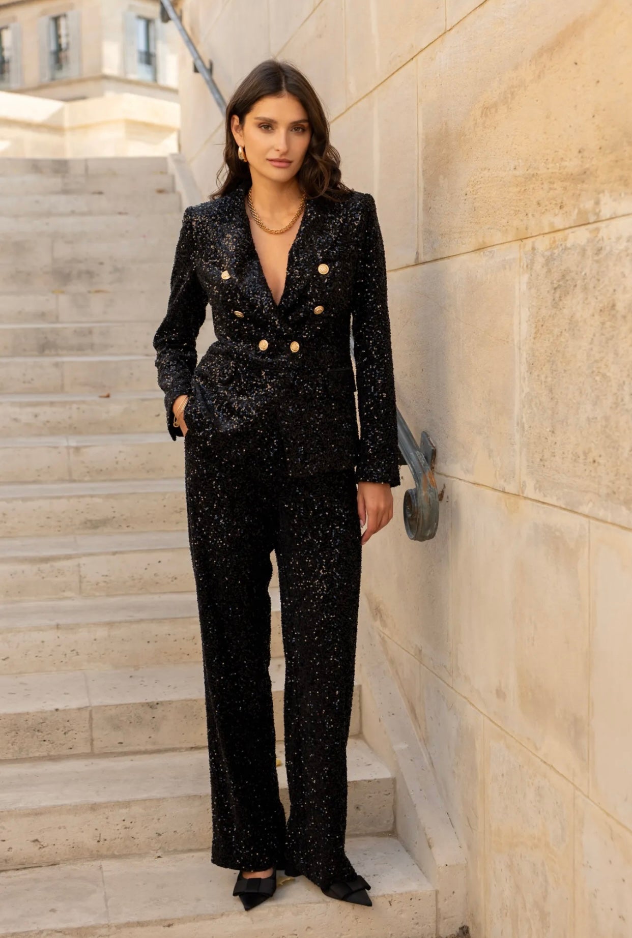 Black Sequin Trousers