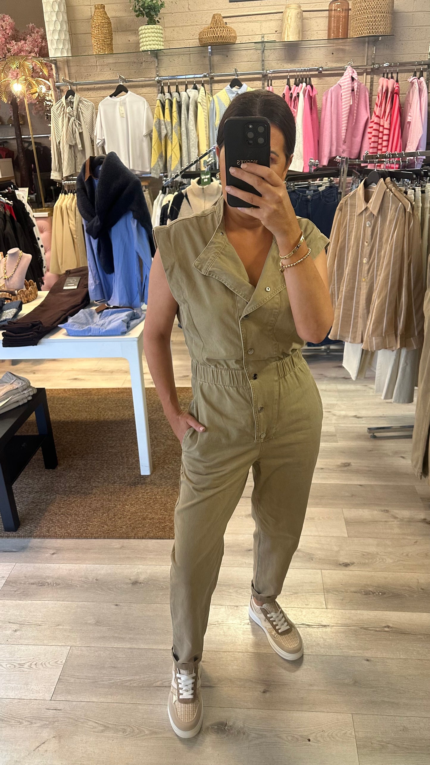 Camel Denim Jumpsuit