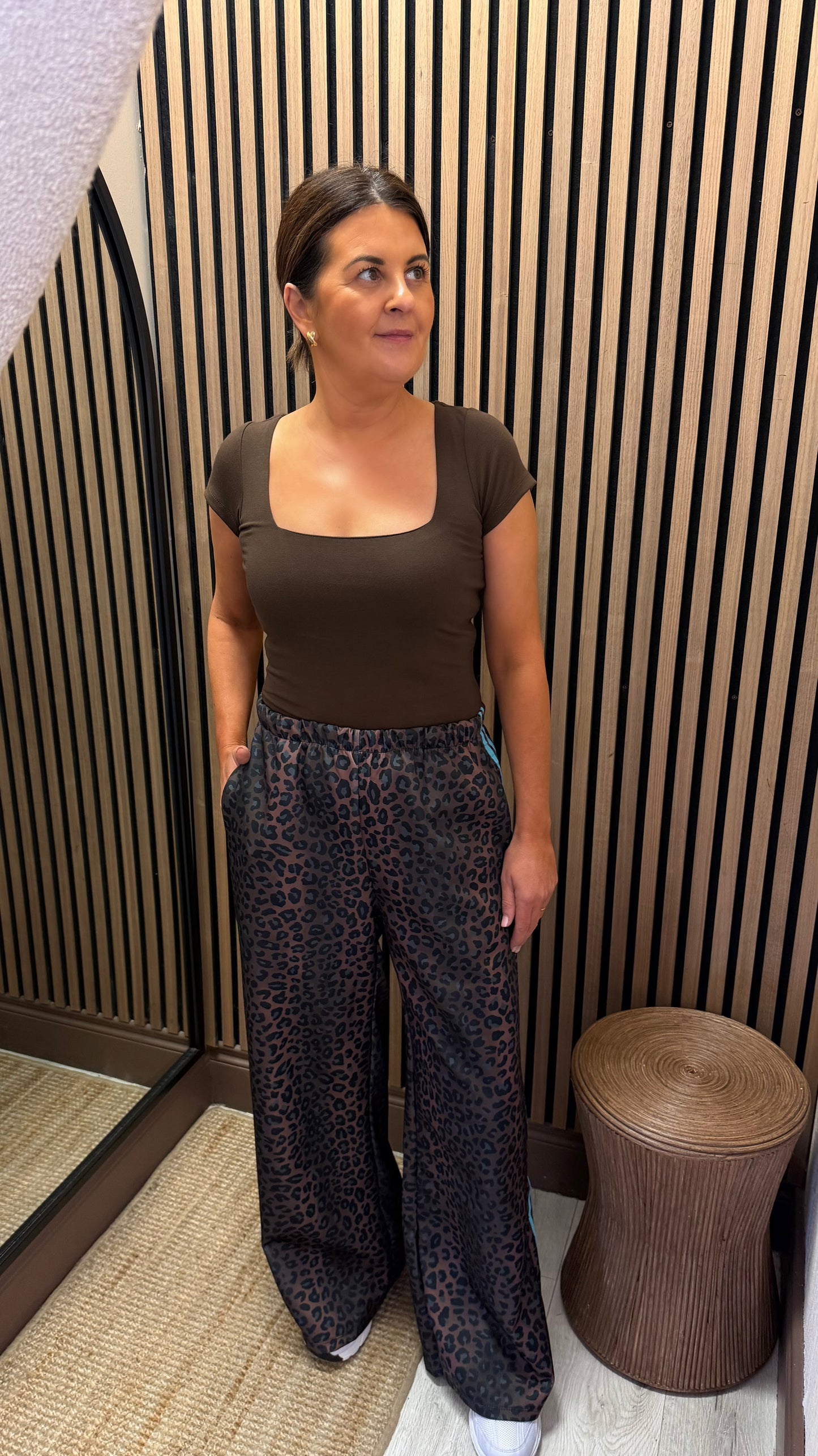 Blue Stripe Leopard Track Pants