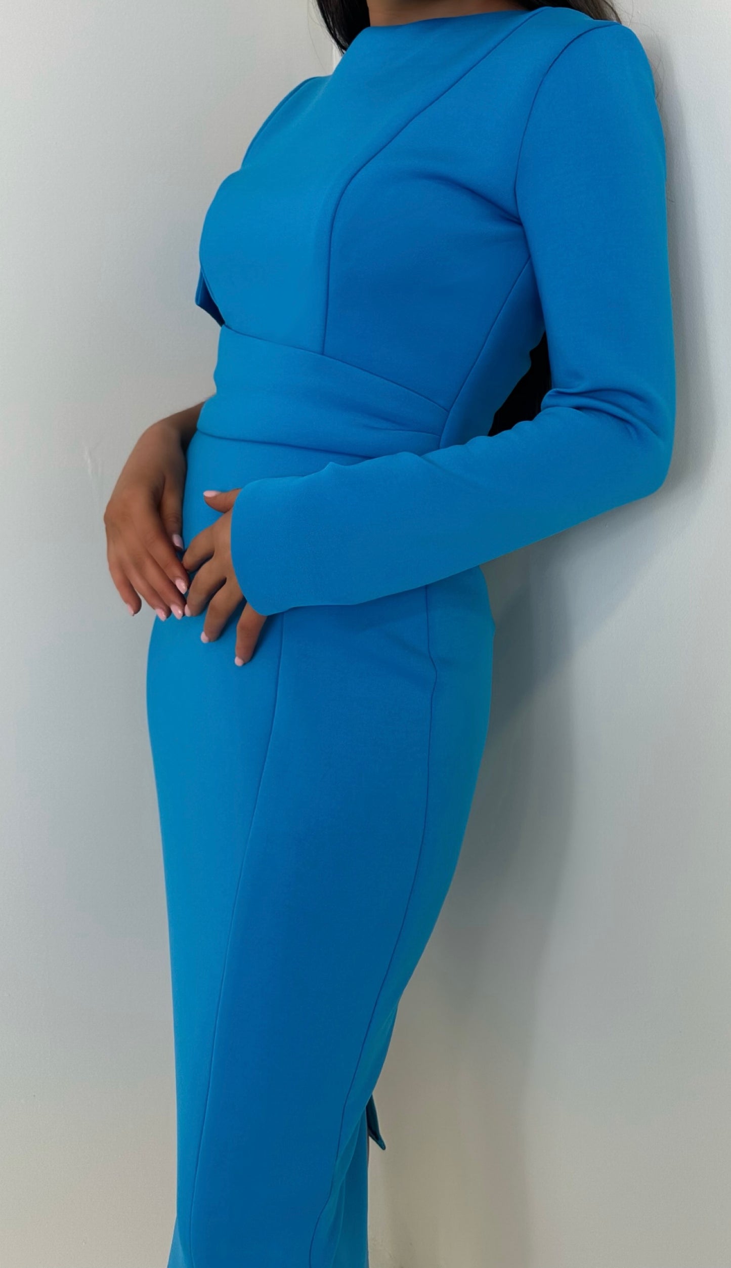 Ada Blue Scuba One Shoulder Dress