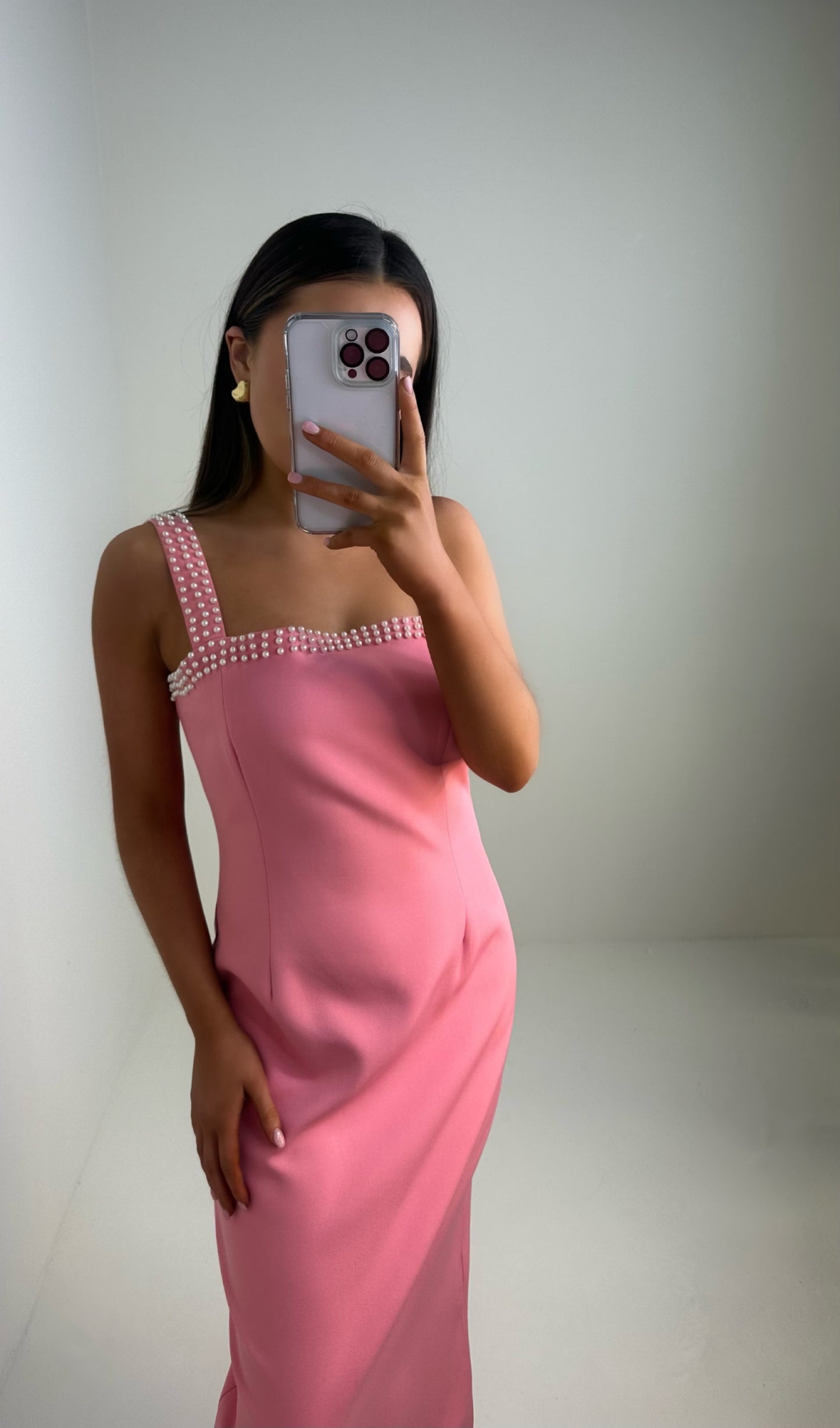 Freya Pink Pearl Detail Dress